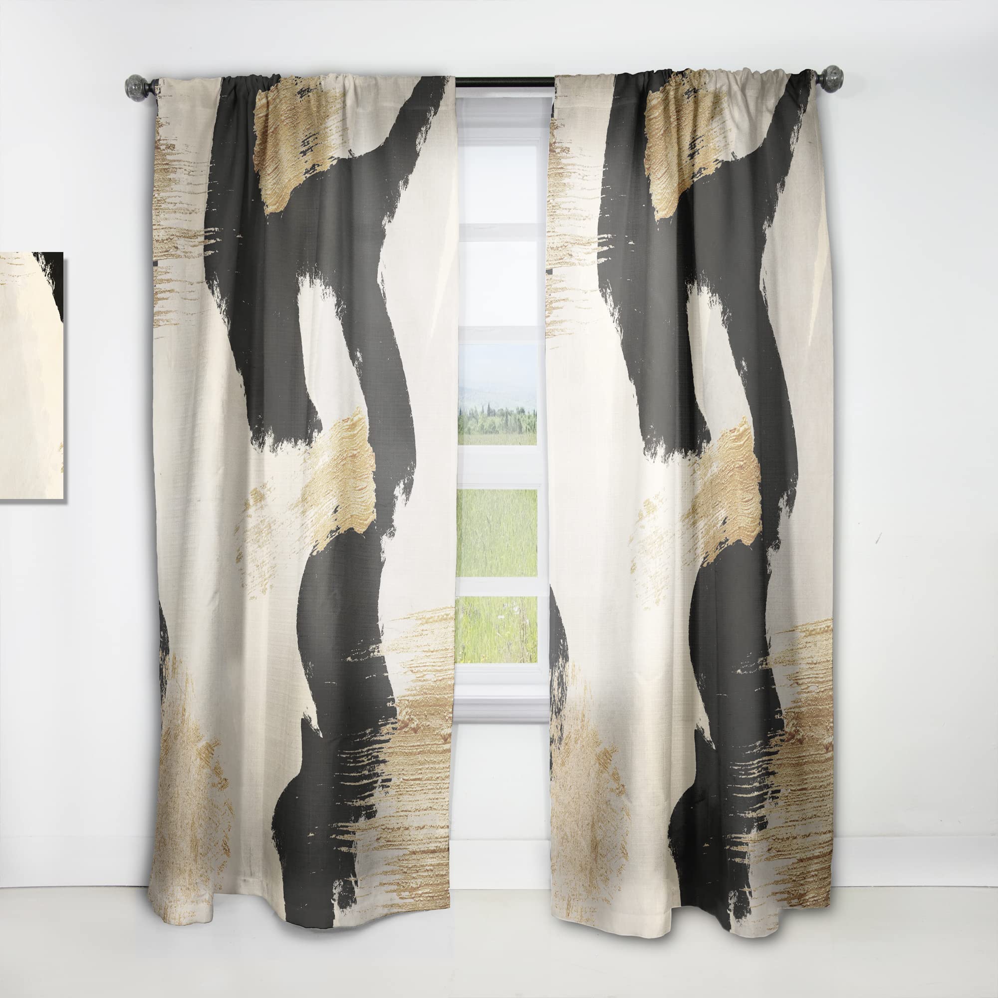 DesignQ 'Glam Collage III' Thermal Insulated Curtains - 52x120 Single Panel for Bedroom & Living Room - Elegant Window Drapes for Home Decor & Light Blocking