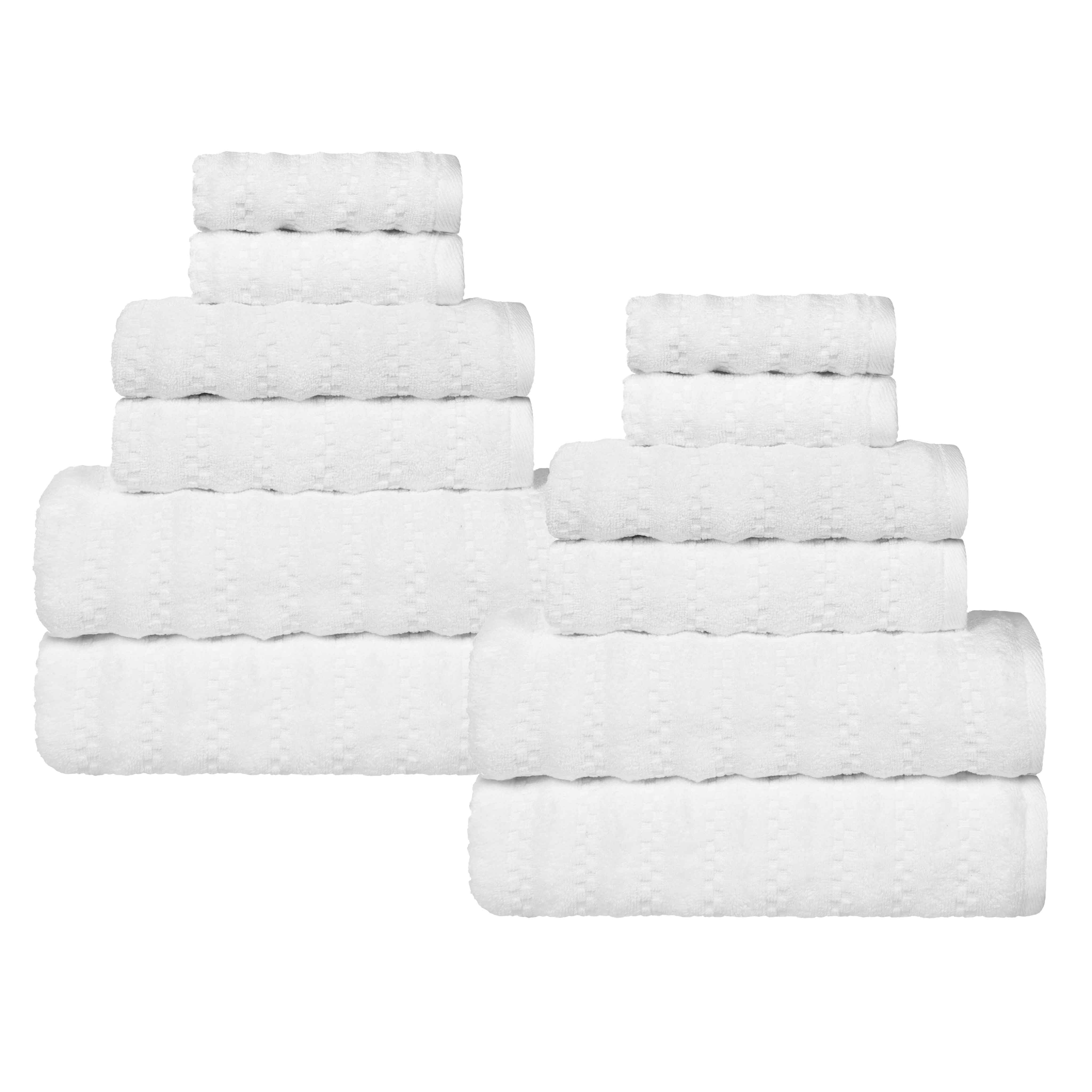 Zuma Zero Twist Cotton Medium Weight Soft Absorbent 12-Piece Bath Towel Set | Premium Hotel Quality Towels for Spa, Gym & Luxury Home Use