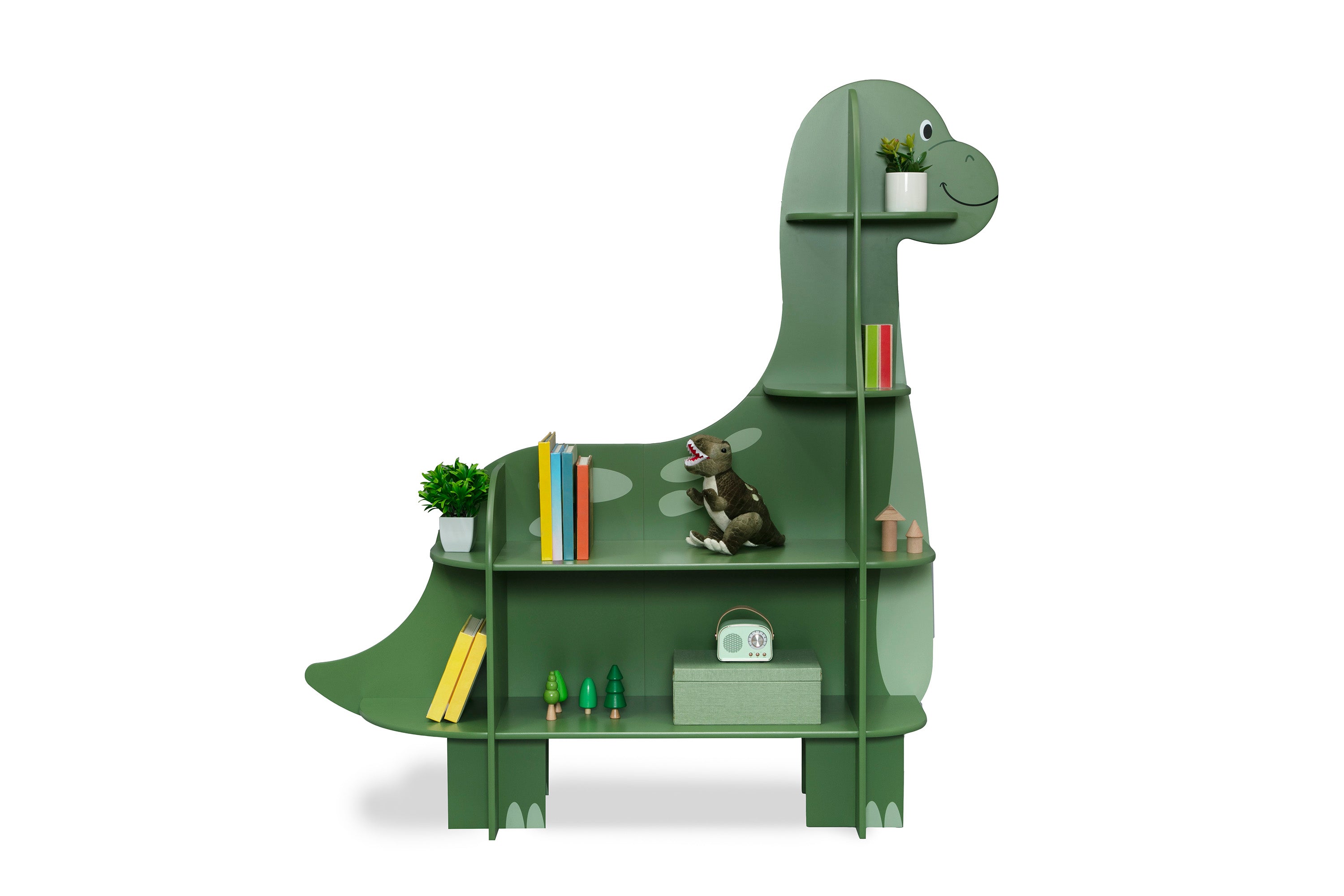 Dinosaur Themed Kids Bookcase - Fun & Educational Bookshelf for Children's Room, Playroom, or Classroom Decor