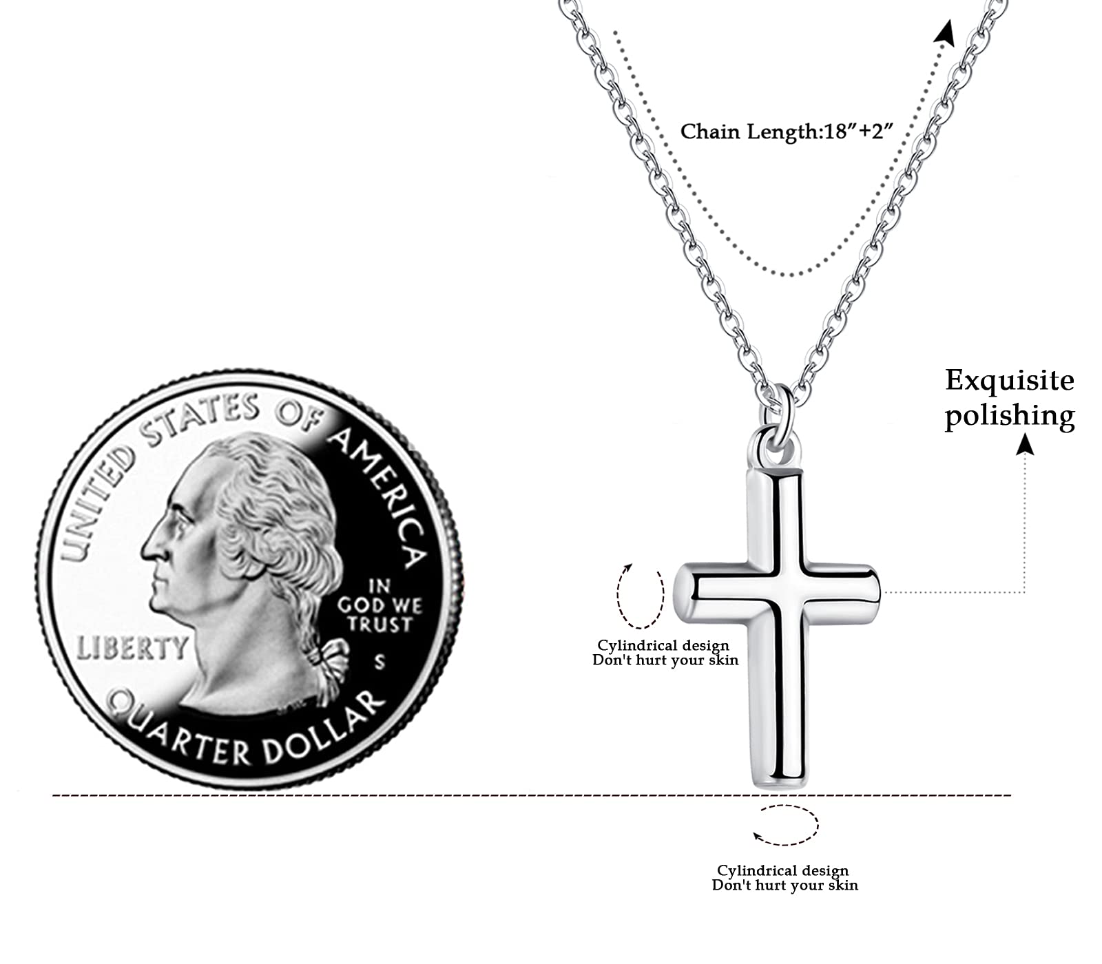 Elegant Small Cross Pendant Necklace for Women - Dainty Simple Gold/Silver Religious Jewelry - Perfect Mothers Day Gift, Birthday Present for Her - Ideal for Church, Weddings & Everyday Wear