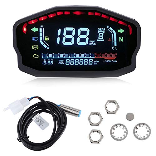 Universal Motorcycle Speedometer Gauge - LED Digital Odometer & Tachometer for Bike Riding