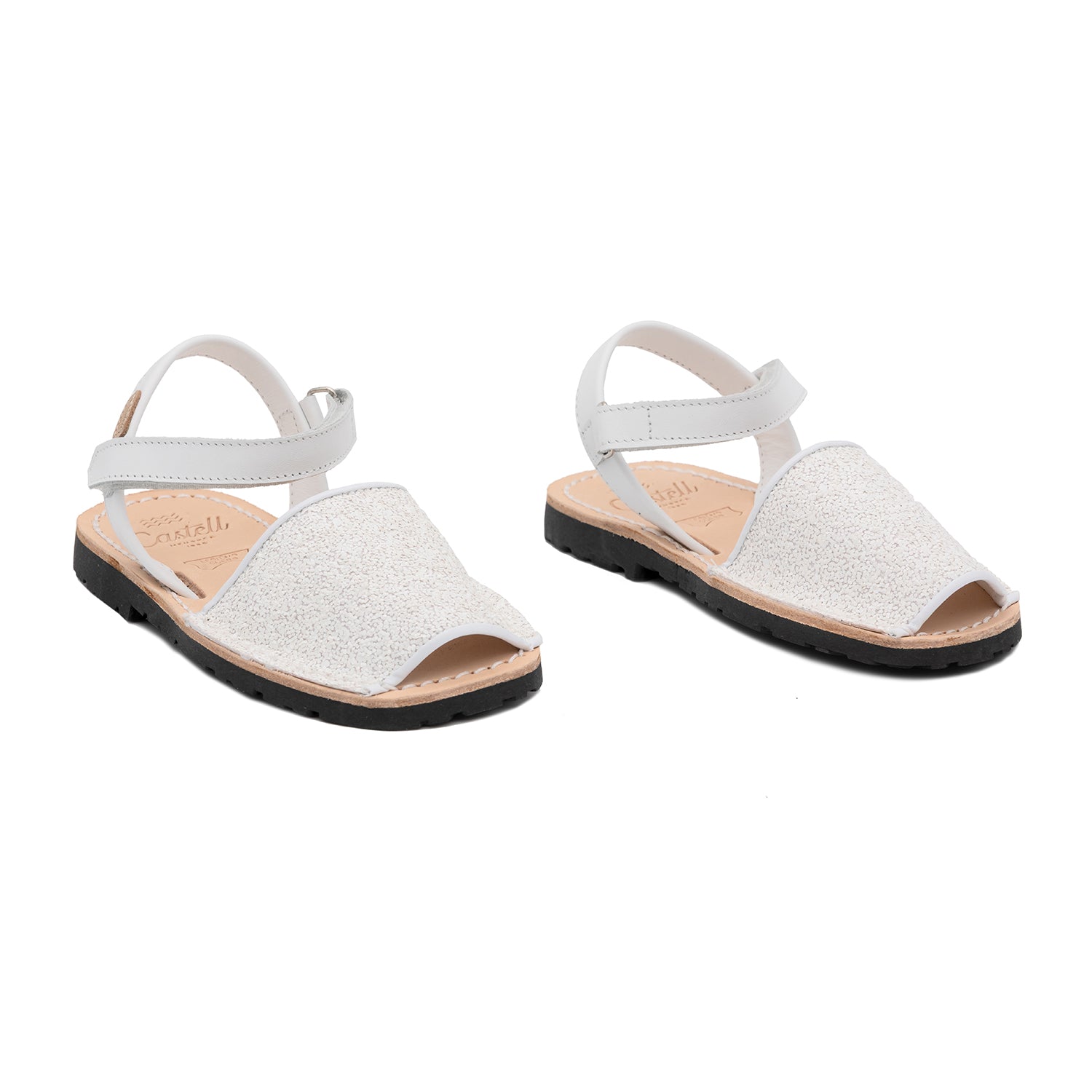 Glitter Leather Open Toe Menorcan Sandal For Kids - Iker 1002RN Glitter Ciervo | Comfortable Summer Shoes for Beach, Pool & Outdoor Play