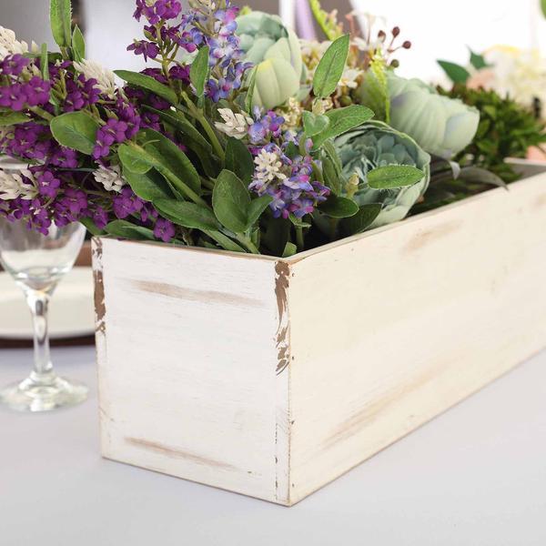 18 x 6 Inch Natural Wood Rectangular Planter Box - Rustic Wooden Flower Pot Holder for Indoor/Outdoor Plants, Home Decor Centerpiece - Perfect for Windowsill, Garden, Wedding, and Party Decorations