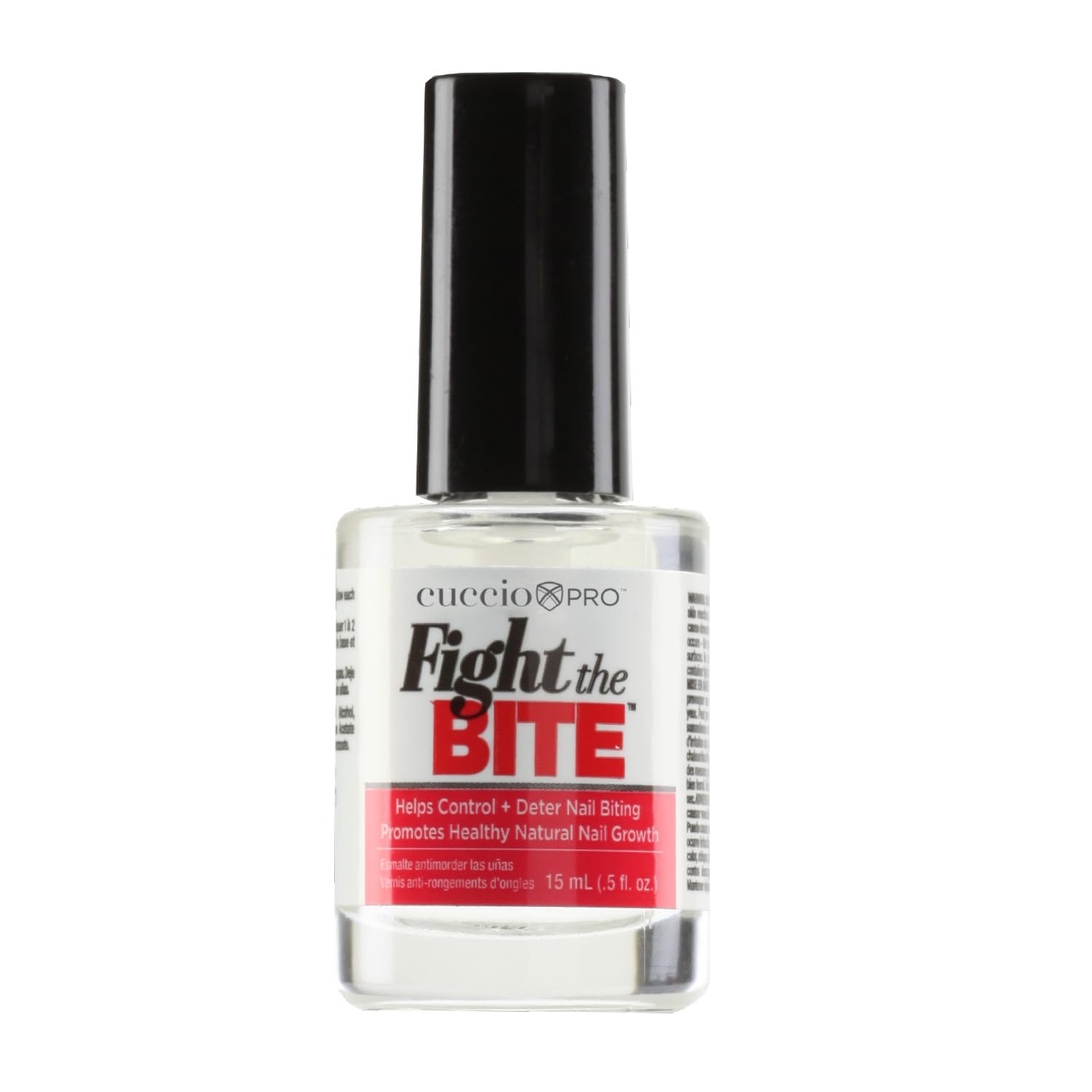 Cuccio Fight The Bite Clear No Bite Nail Polish for Women & Men - Bitter Taste to Stop Nail Biting - Promotes Healthy Nail Growth - 0.5 Fl Oz - Perfect for Home, Office & Travel Use