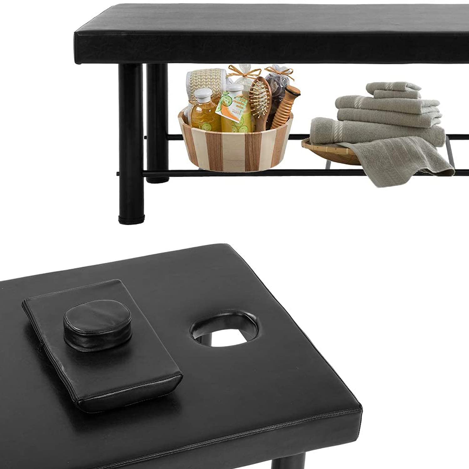 Professional Heavy Duty Metal Massage Table with Memory Foam & Storage - 75