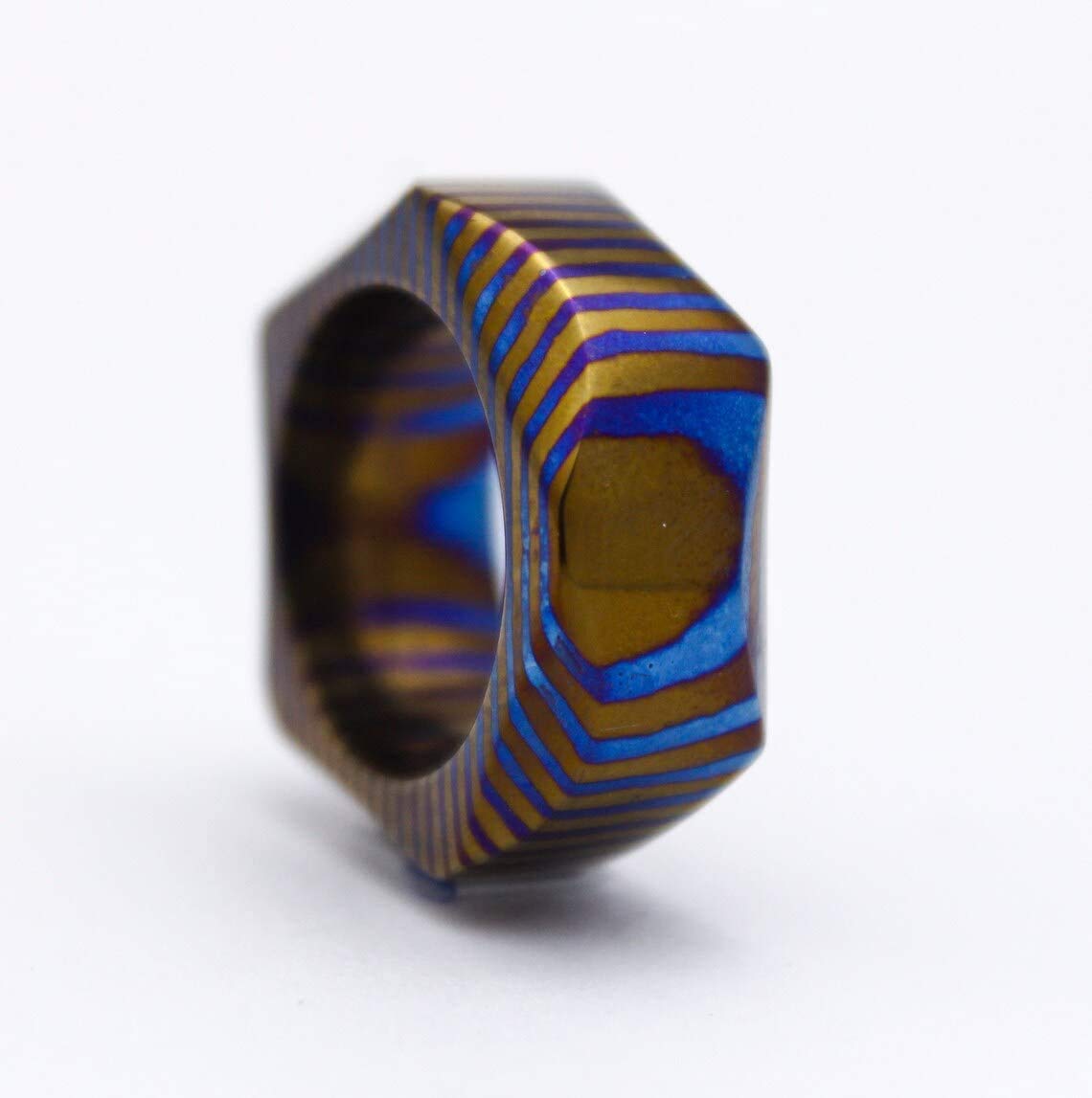 Handmade Damascus Steel Titanium Ring - Custom Comfort Fit Men's Wedding Band, Unisex Engagement Ring, Modern Statement Jewelry for Men - Perfect for Weddings, Anniversaries, and Everyday Wear