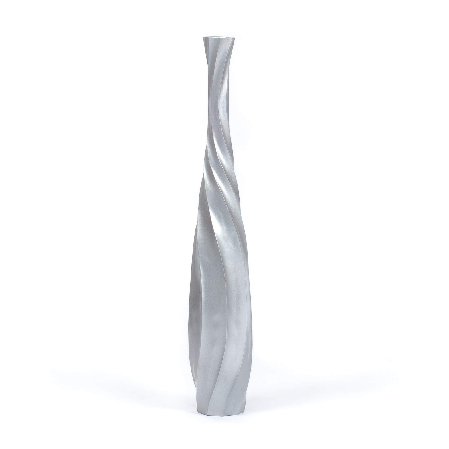 Leewadee 28 Inch Large Silver Floor Vase - Wooden Farmhouse Decor for Flowers, Fake Plants & Pampas Grass - Perfect for Living Room, Entryway or Wedding Centerpiece Decorations