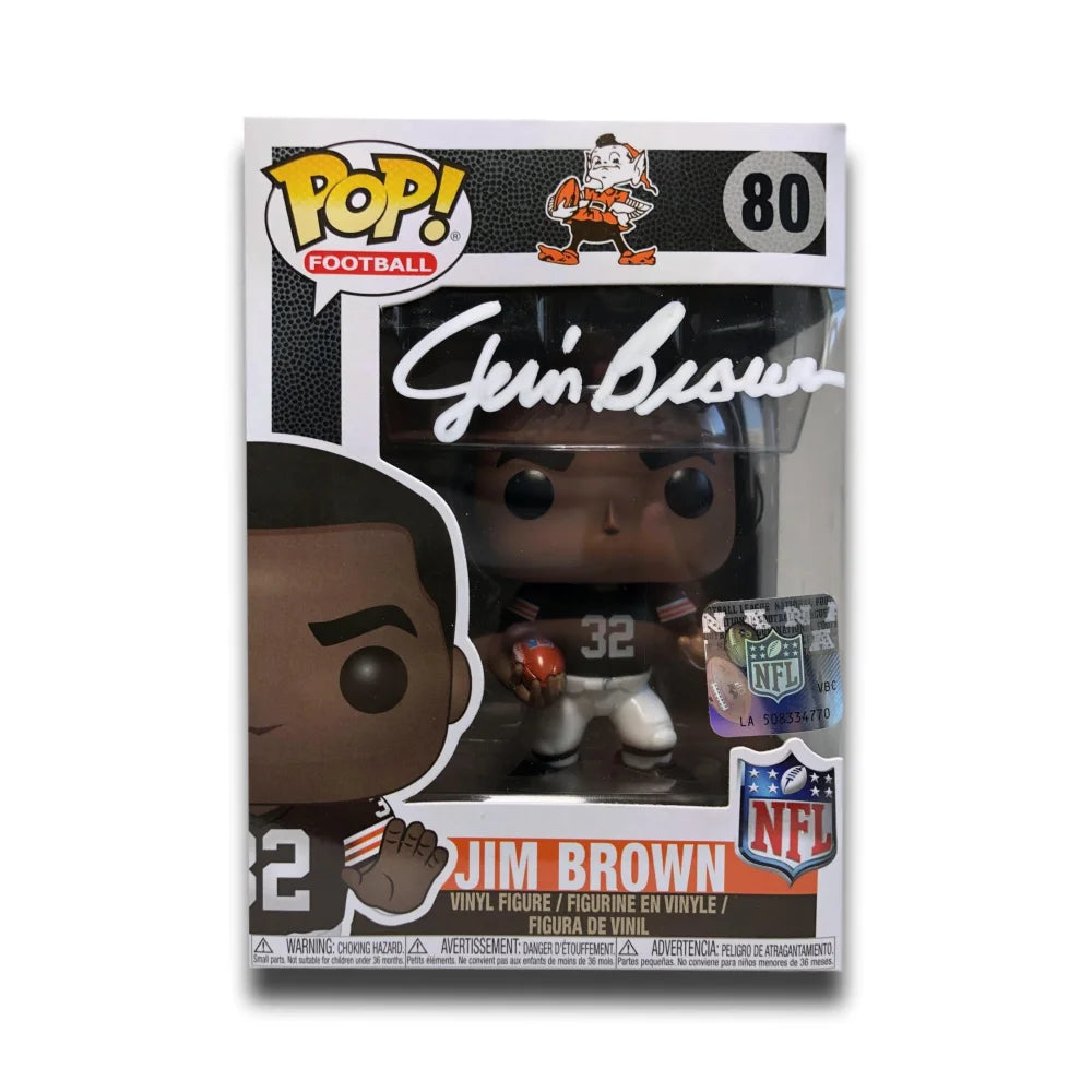 Jim Brown Signed Funko Pop Vinyl Figure - JSA Certified Autograph #80 NFL Legend - Cleveland Browns Memorabilia Collectible for Sports Fans & Home Decor