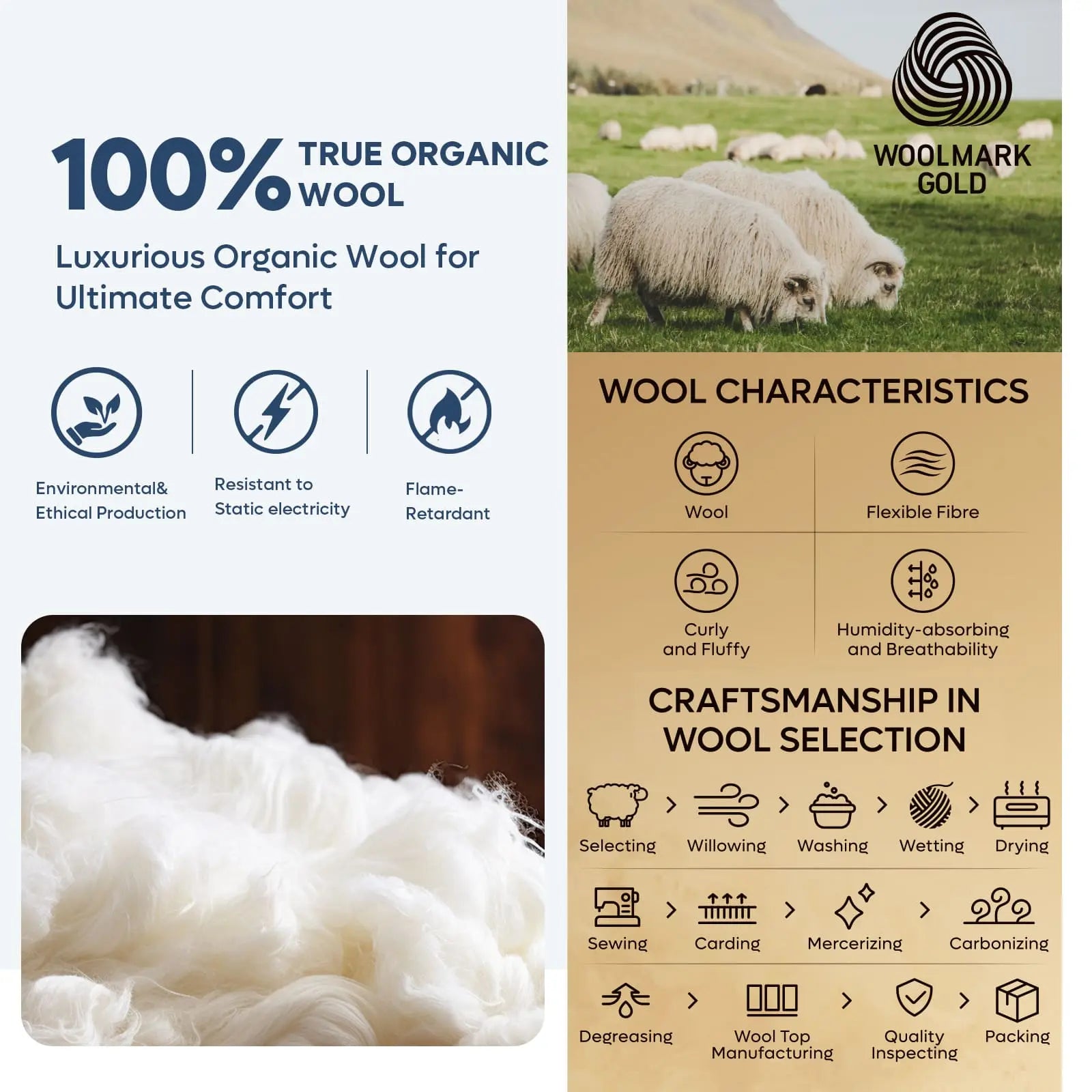 Bestier 12 Inch Organic Wool Pillow Top Queen Gel Memory Foam Mattress - Ultra Plush Support for Side Sleepers & Back Pain Relief, Perfect for Master Bedroom & Guest Room Comfort