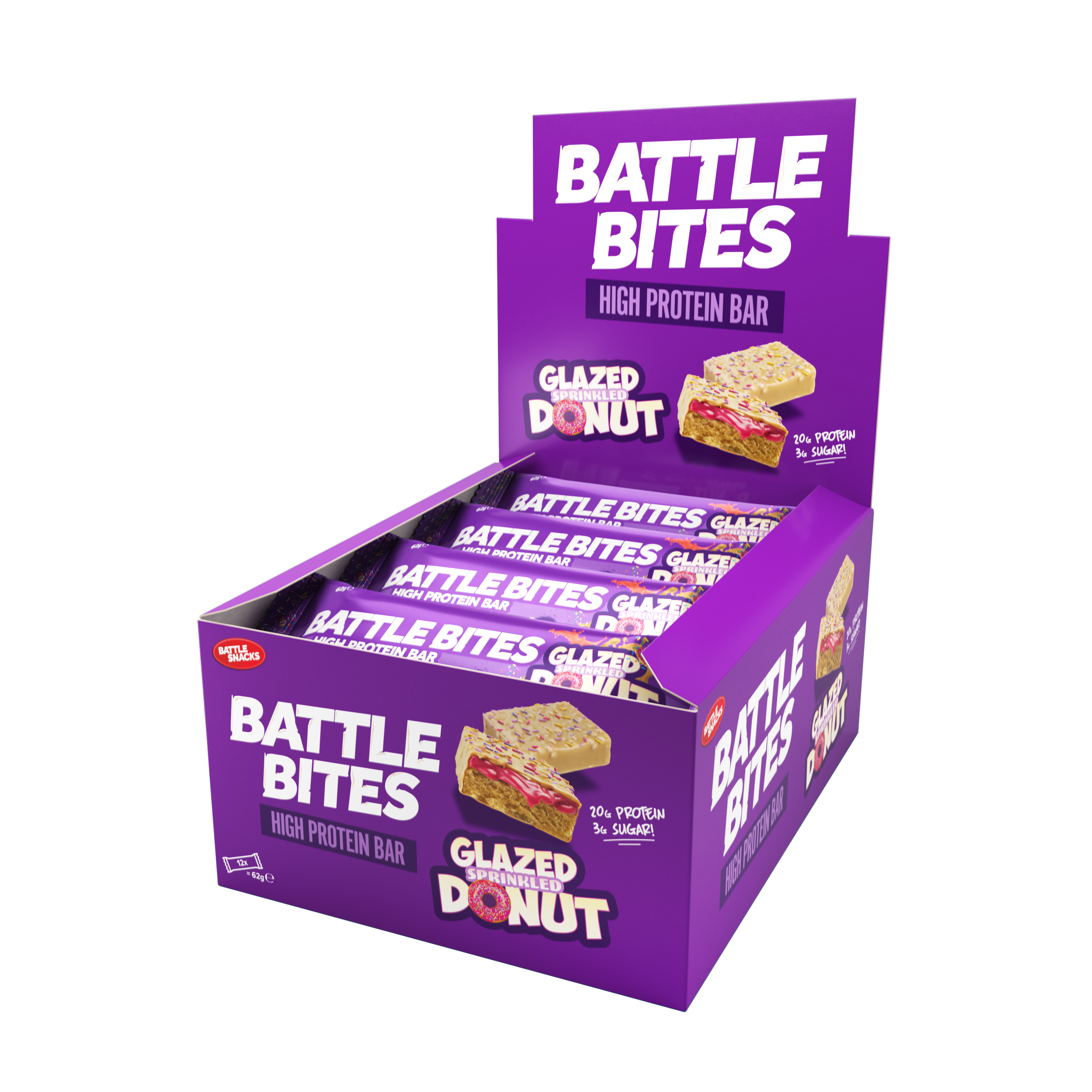 Battle Bites Protein Bars - High Protein Low Sugar Snack Bars (12 Pack, 62g Each) - Variety Pack All Flavors - Perfect for Gym, Hiking & On-the-Go Energy Boost