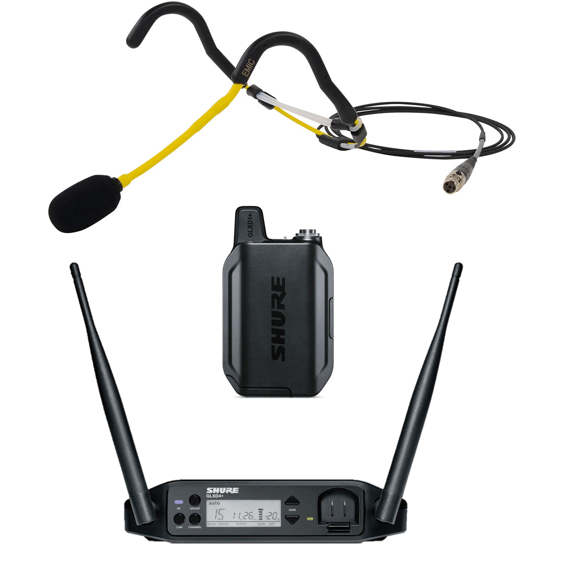 Shure GLXD+ Wireless Microphone System with E Mic Headset - Professional Wireless Microphone for Singing, Fitness, Live Performances & Studio Recording