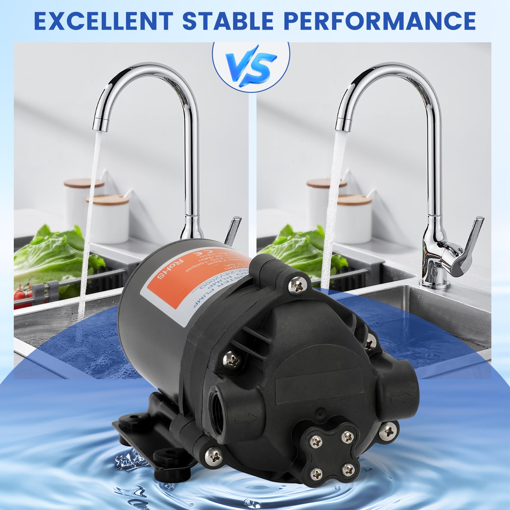 2024 Upgraded Betollo 8800 Booster Pump Kit - High Pressure Reverse Osmosis Water Pump for 200 GPD RO Systems | Includes High-Voltage Switch | Perfect for Home Water Filtration & Manifold Applications