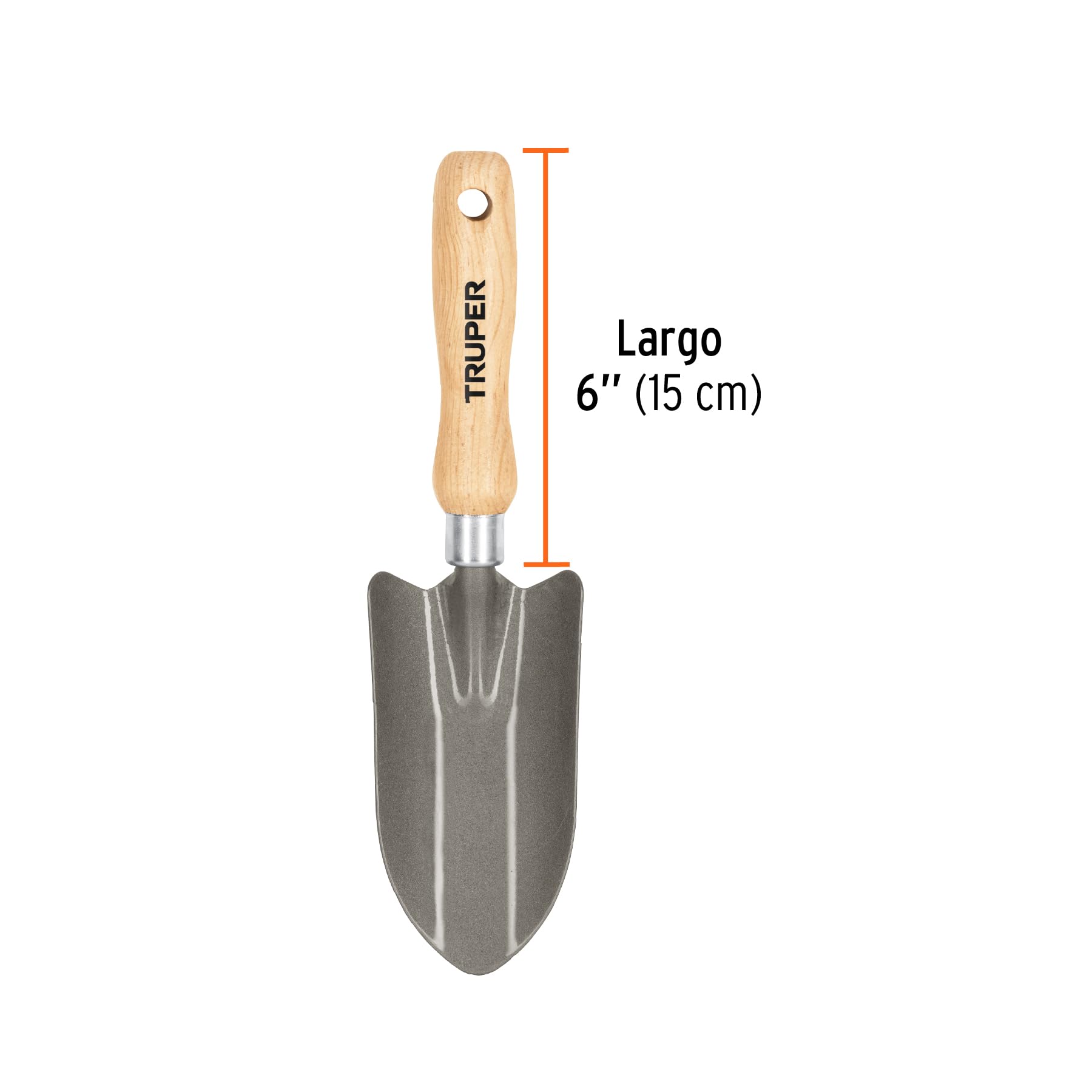 TRUPER GTS-SH 6 Inch Stainless Steel Gardening Trowel - Durable Hand Shovel for Planting, Weeding & Transplanting - Perfect for Home Garden, Flower Beds & Outdoor Landscaping