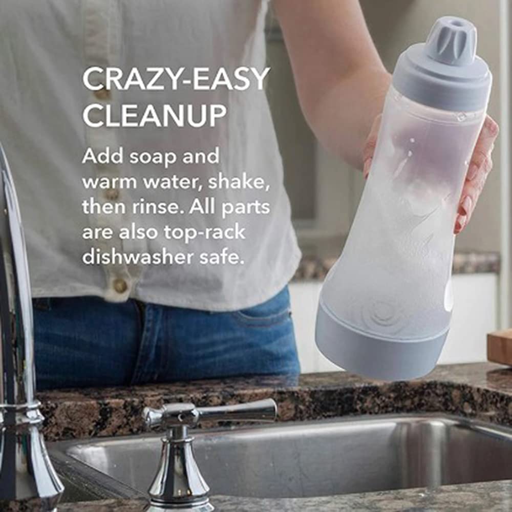 2-in-1 Pancake Batter Dispenser & Mixer Bottle with Stainless Steel Whisk Ball - Perfect for Pancakes, Waffles, Protein Shakes & Nutritional Supplements - Easy Pour Kitchen Tool for Breakfast & Meal Prep