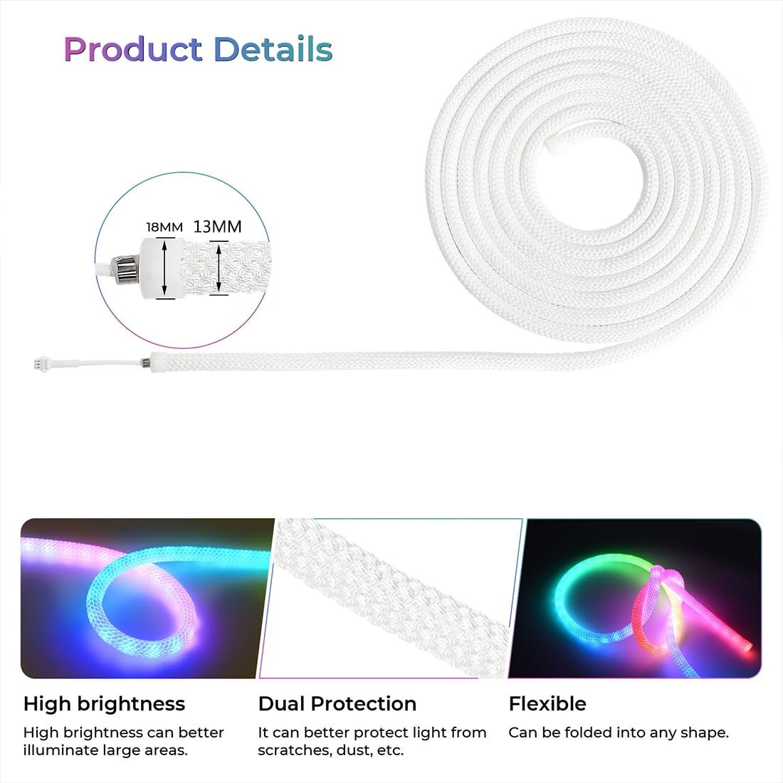 9.8ft Neon Rope Lights - 360° Glow USB Bluetooth LED Strip with APP/Remote Control, IP65 Waterproof Flexible Lighting for Bedroom Wall Decor, DIY Custom Neon Signs - Perfect for Parties, Weddings, Bars, and Outdoor Events