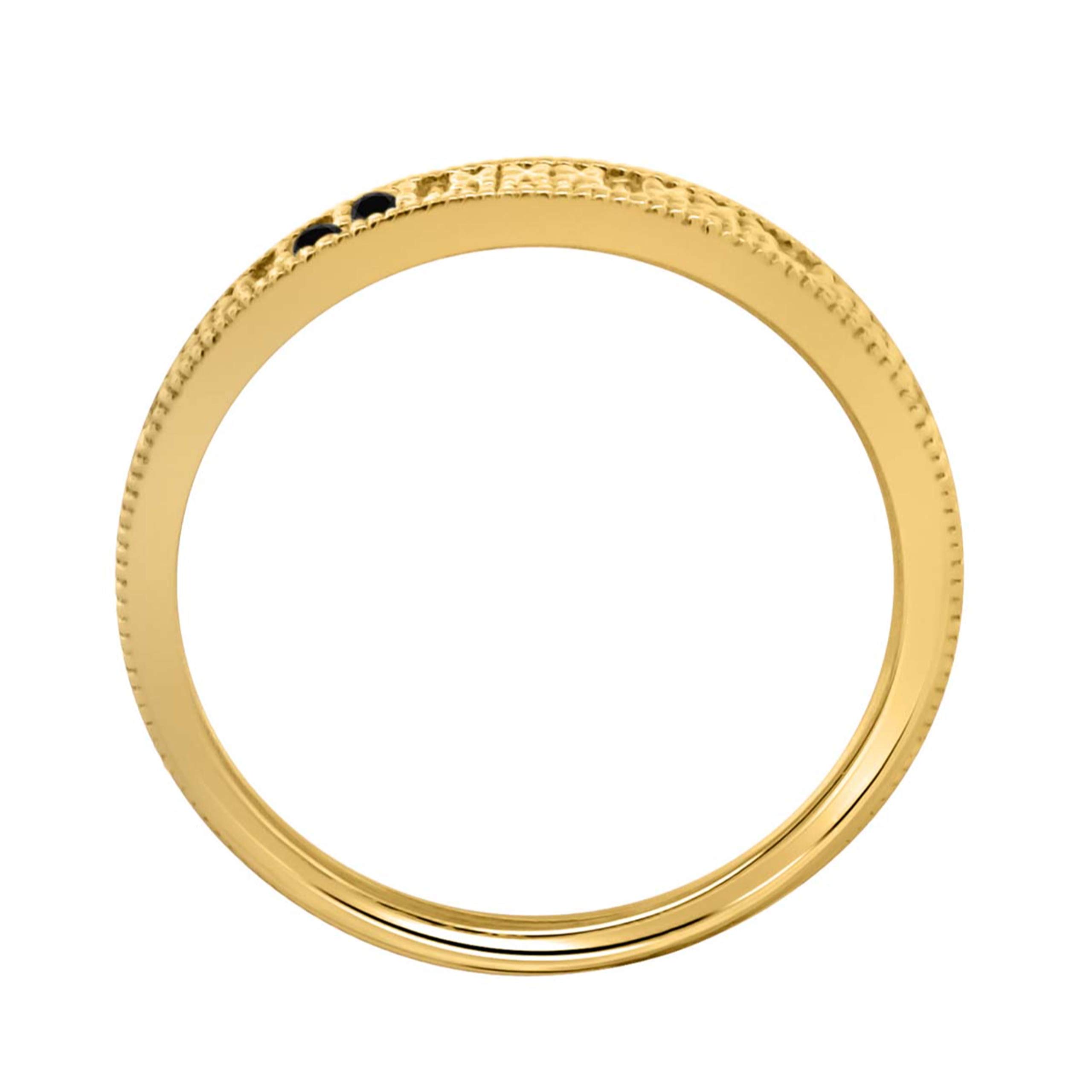 10K Solid Rose, White & Yellow Gold Black Diamond Wedding Band - Handcrafted Valentine's Day Gift for Her, Anniversary Jewelry & Bridal Ring
