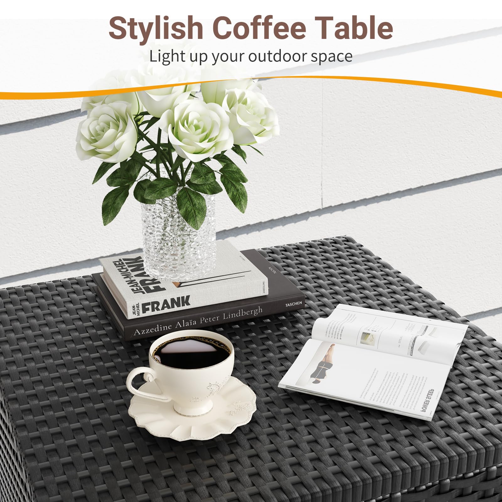 2-Piece Black Outdoor Wicker Side Table Set with Storage - Square Resin Rattan End Tables for Patio, Poolside & Backyard - Perfect for Storing Furniture Covers, Gardening Tools & Pool Toys (Weather-Resistant)