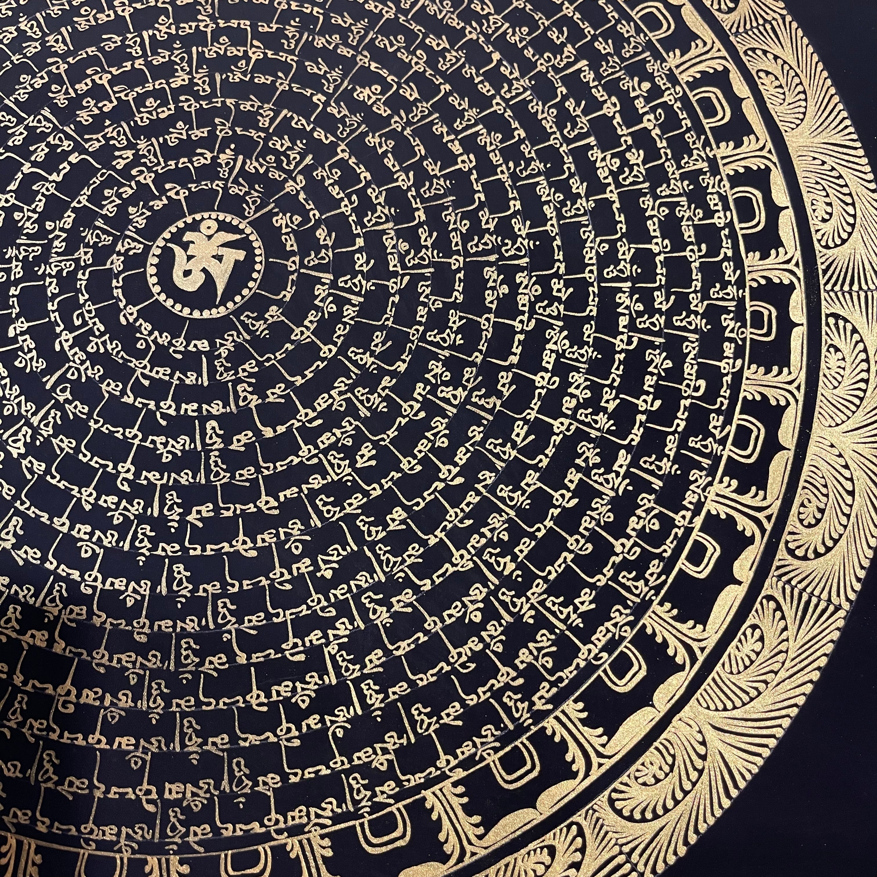 Om Mantra Mandala Thangka Wall Art - Handmade Spiritual Buddhist Decor for Meditation & Yoga Room, Home, Office