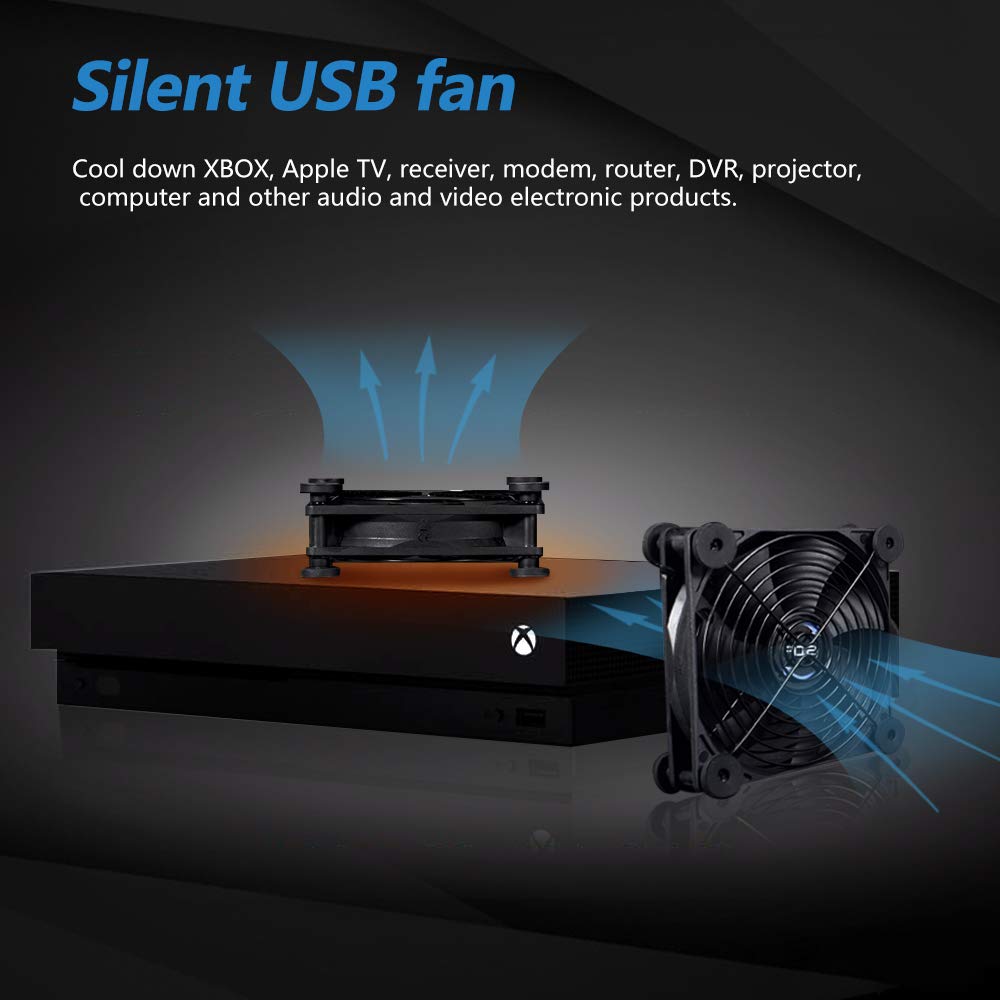 Dual 120mm USB Cooling Fan with Speed Control - 5V Portable Cooling System for Electronics | Perfect for Flat-Screen TVs, Routers, DVRs, Gaming Consoles (PlayStation/Xbox) & Computer Cases | Stay Cool During Long Gaming Sessions & Summer Heat