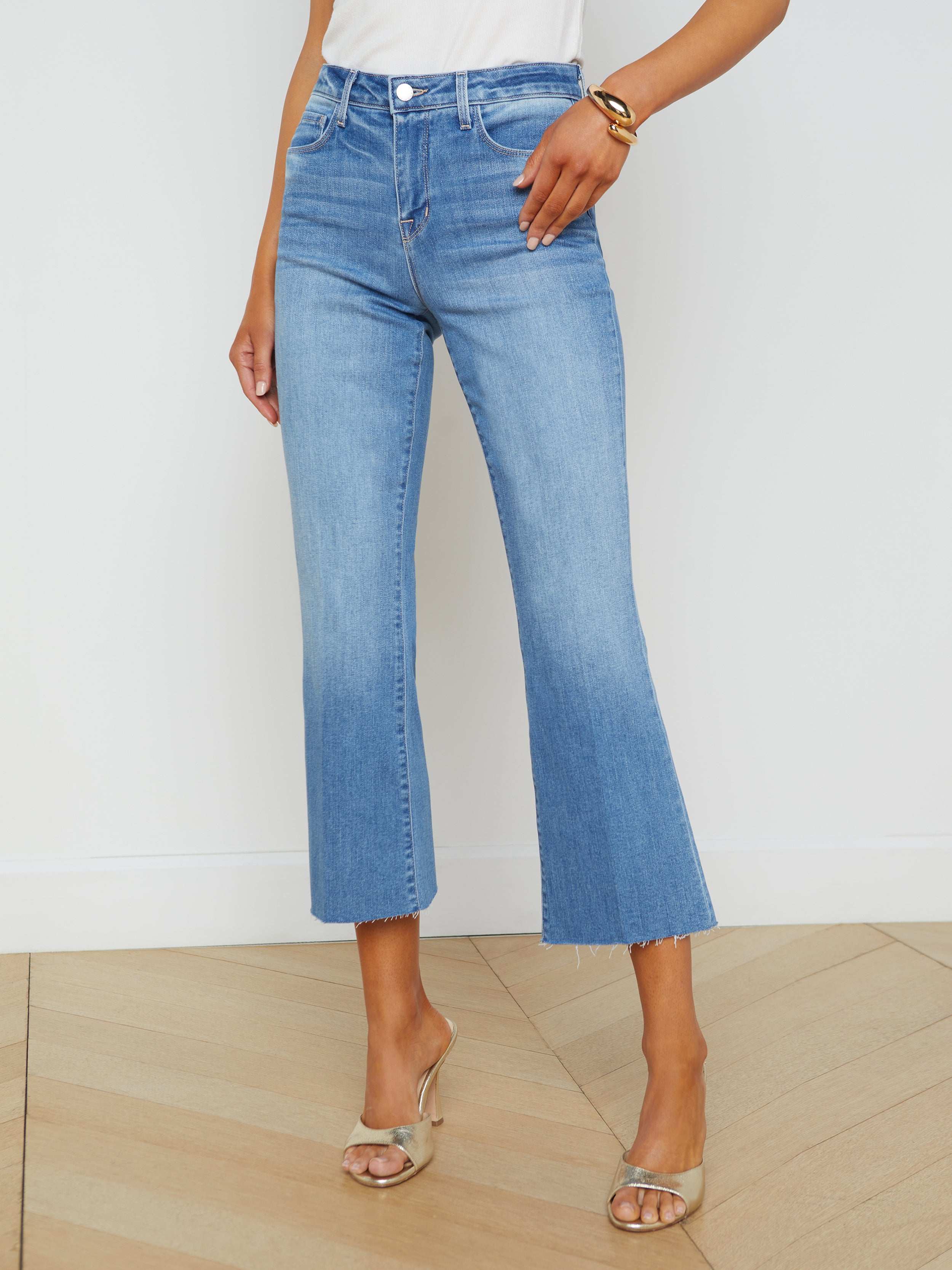 Kendra Cropped Flare Jeans for Women - High Waisted Stretch Denim Pants, Vintage Style Bootcut Jeans | Perfect for Casual Outfits, Date Nights & Office Wear