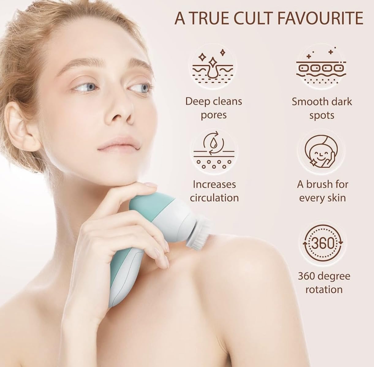 Electric Facial Cleansing Brush - 3-in-1 Waterproof Exfoliator for Spa & Daily Skincare