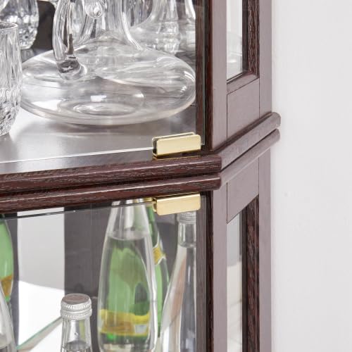 Antique White Corner Glass Curio Cabinet with LED Lights - Display Case for Living Room, Antique Collections, Wine & Bar Glass Storage - Perfect for Home Decor, Showcasing Collectibles & Entertaining Guests