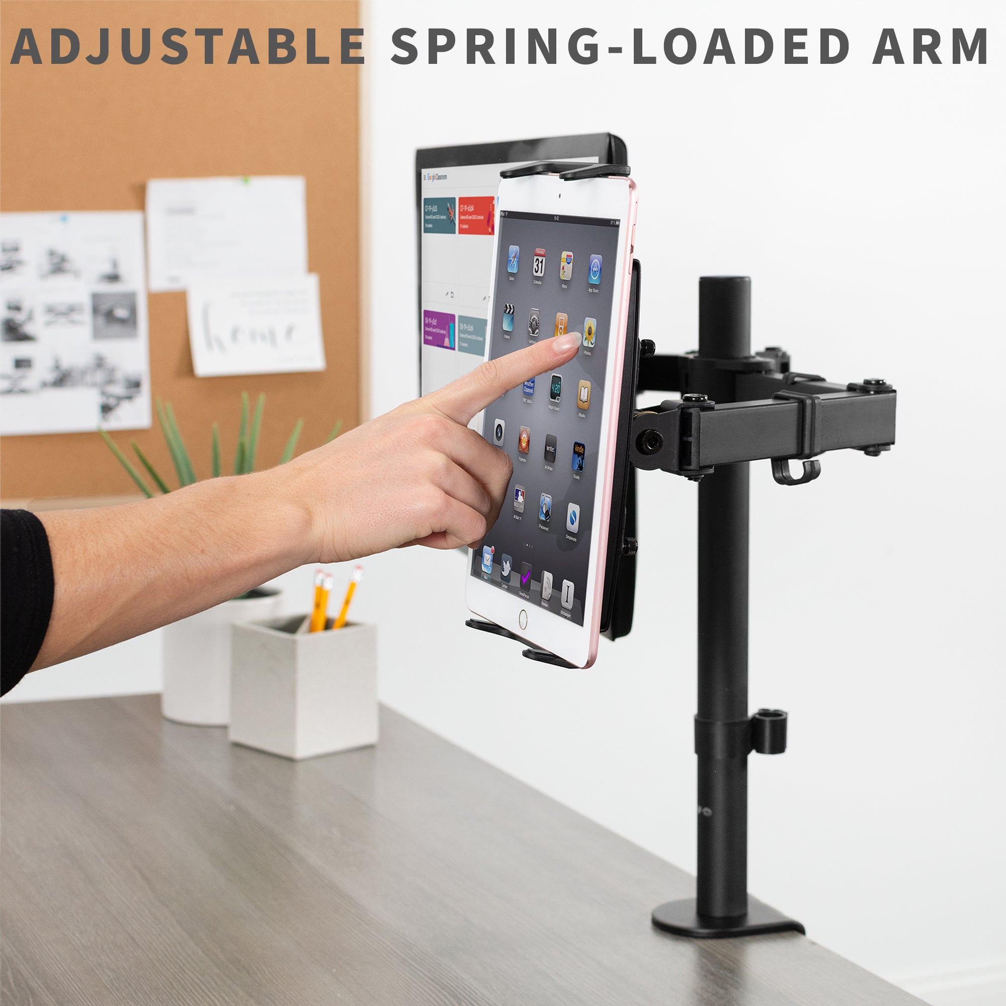 Universal VESA Mount Holder for Tablets, 2-in-1 Laptops & Portable Monitors - Adjustable Stand for Home Office, Gaming & Workspace Setup