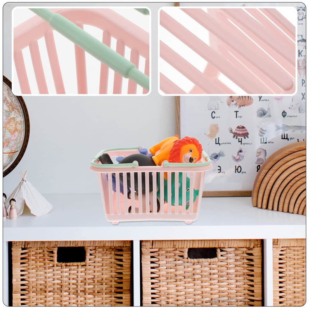 4-Piece Plastic Storage Baskets Set - Small Organizer Bins for Toys, Bathroom Sundries & Bagels - Durable Stackable Containers for Home, Office & Shower Organization