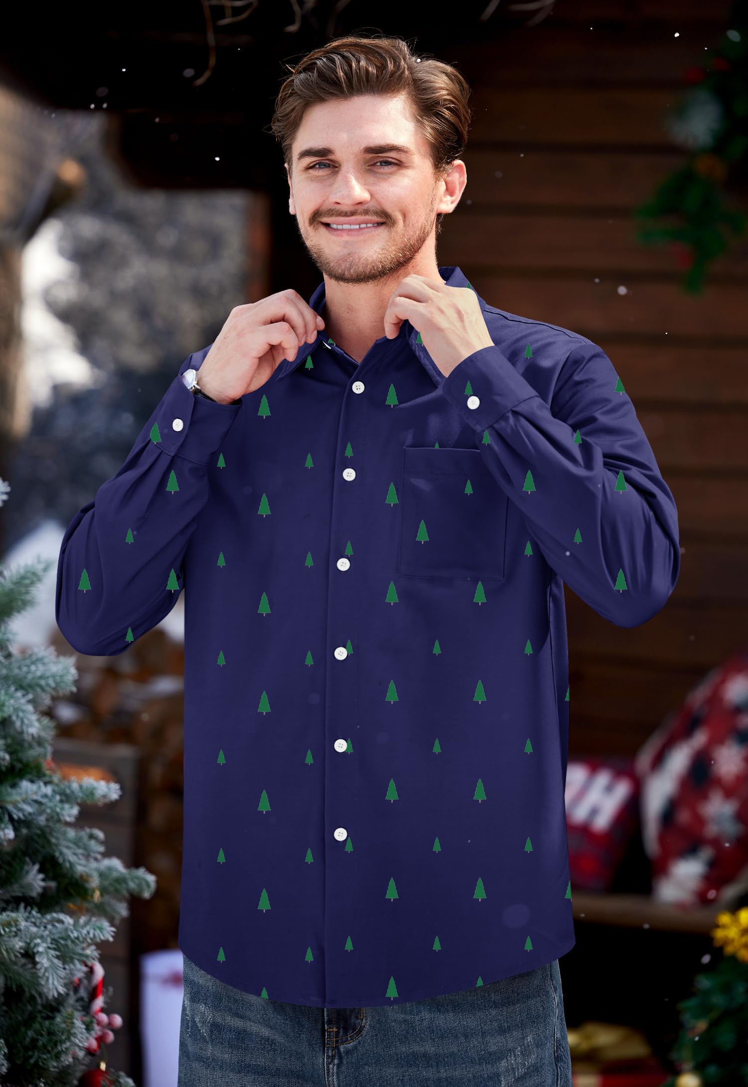 Arvilhill Men's Ugly Christmas Shirts - Long Sleeve Holiday Party Wear (S-XXL)