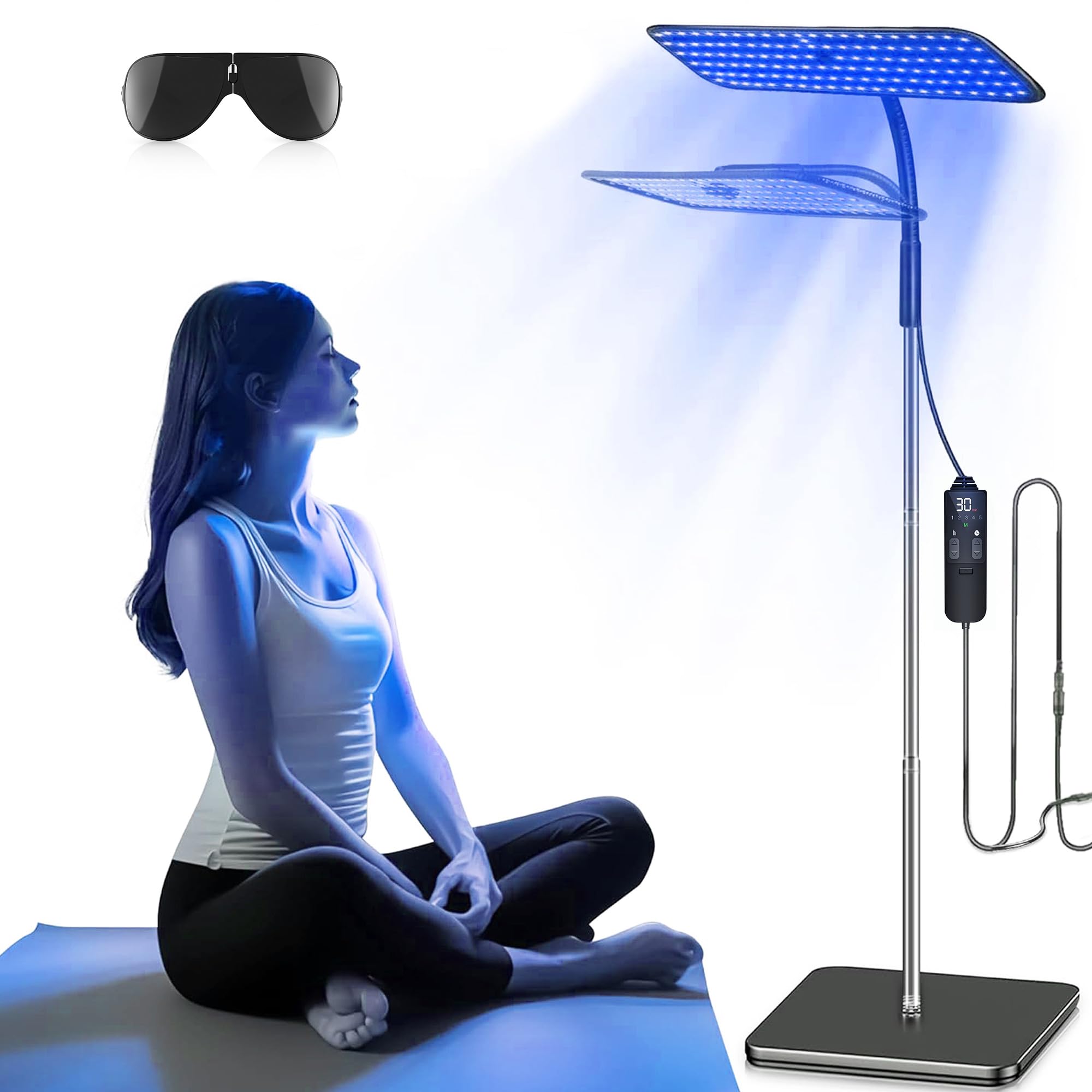 Jitesy 50W Tanning Lamp with Retractable Base - Portable 126 LED Solarium for Face & Body | 460NM+490NM Blue Light Therapy Wavelength | Home Use & Salon Tanning | Perfect for Self-Care, Beauty Treatments & UV Therapy