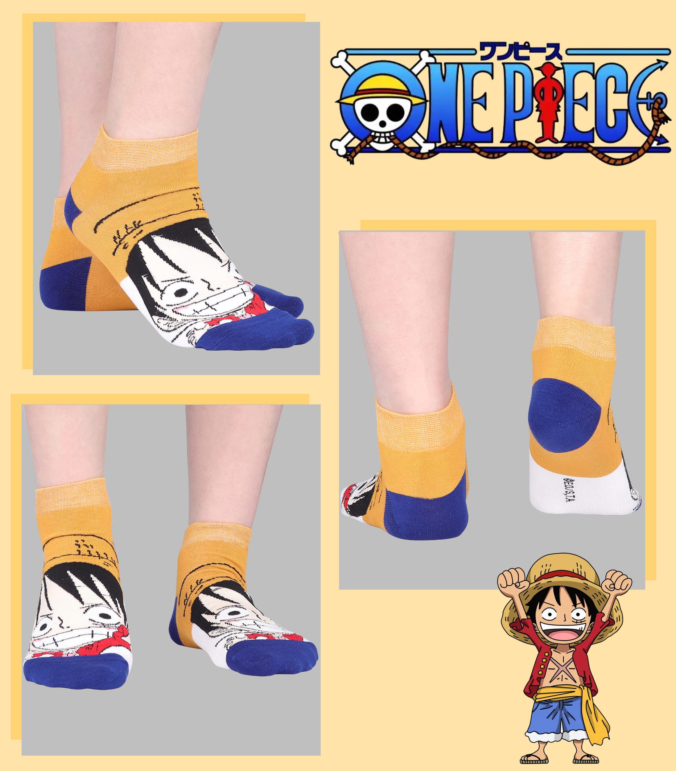 Roffatide Anime Ankle Socks 5 Pairs - Cute Cartoon Crew Socks for Women & Girls - Perfect for Cosplay, Gifts, and Everyday Wear
