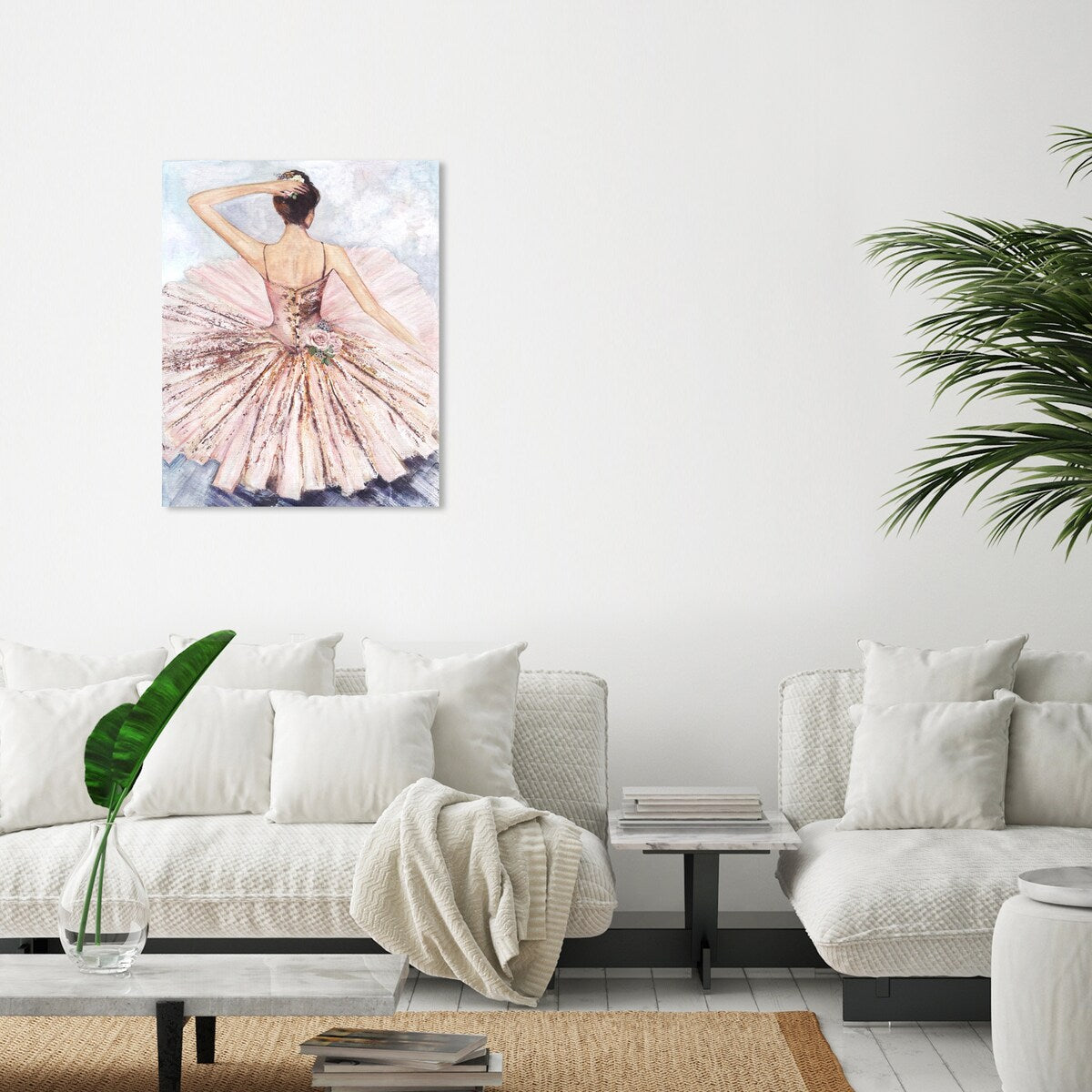 Ballet Inspired Roses & Dancer Tutu Pink Canvas Wall Art - Elegant Home Decor for Living Room, Bedroom, Nursery | Perfect Gift for Ballet Lovers & Dance Enthusiasts