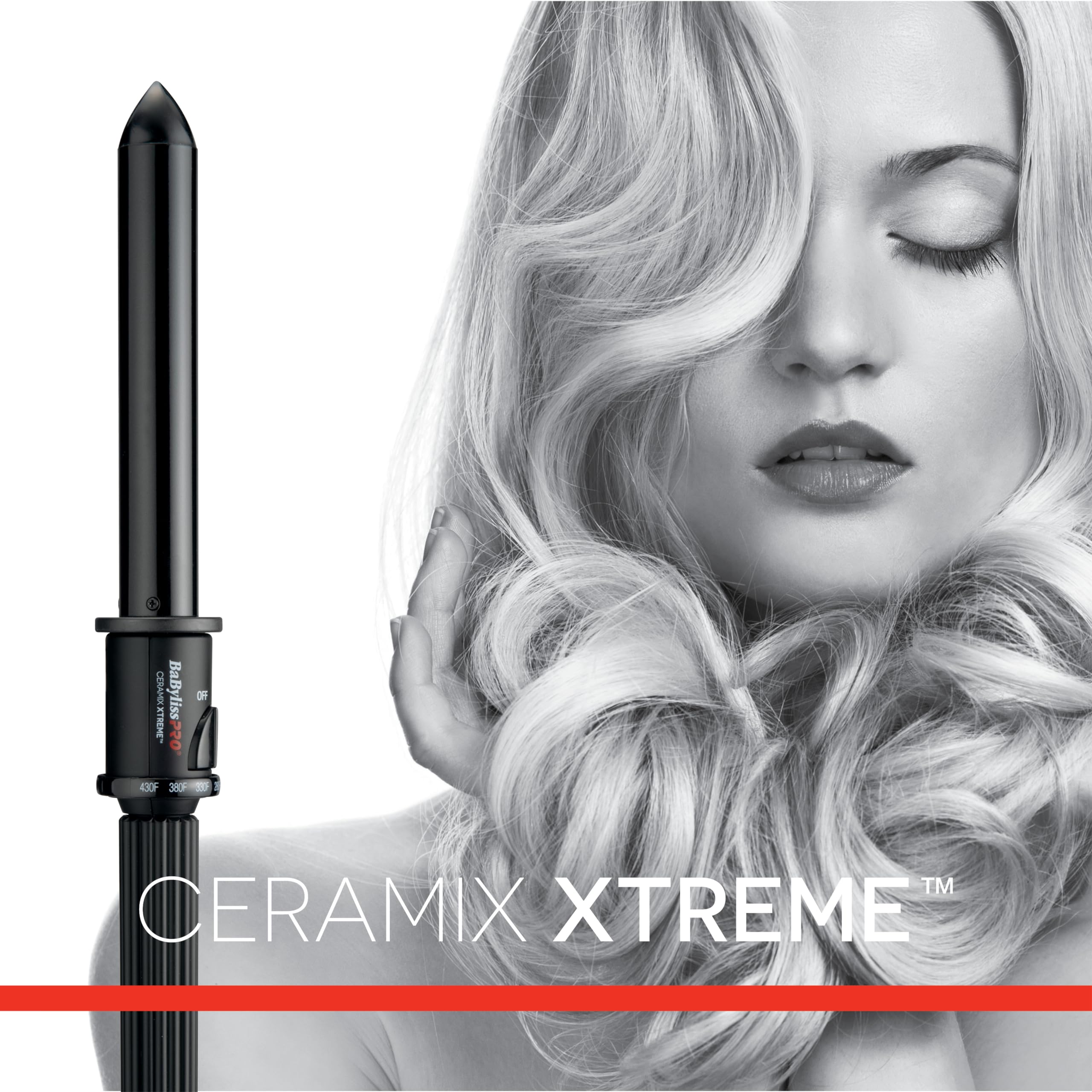BaBylissPRO Ceramix Xtreme Ceramic Curling Iron for Long Lasting Curls - Professional Hair Styling Tool for Salon Quality Waves & Curls at Home | Perfect for Weddings, Parties & Everyday Styling