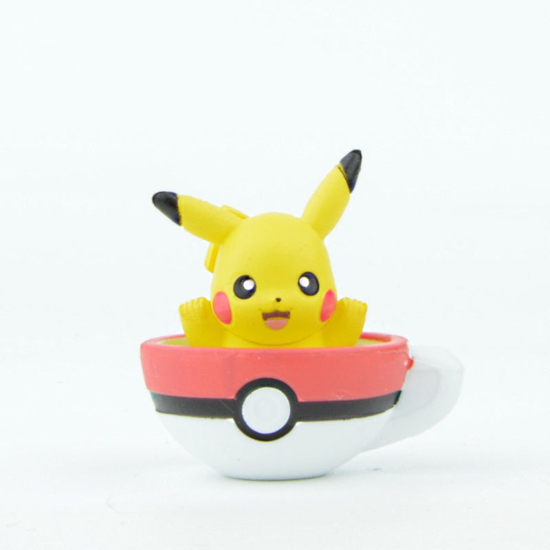 Pokemon Tea Cup Time Bandai Mascot 2 Inch Mini Figure - Cute Collectible Toy for Anime Fans, Perfect for Desk Decor, Party Favors & Gift Giving
