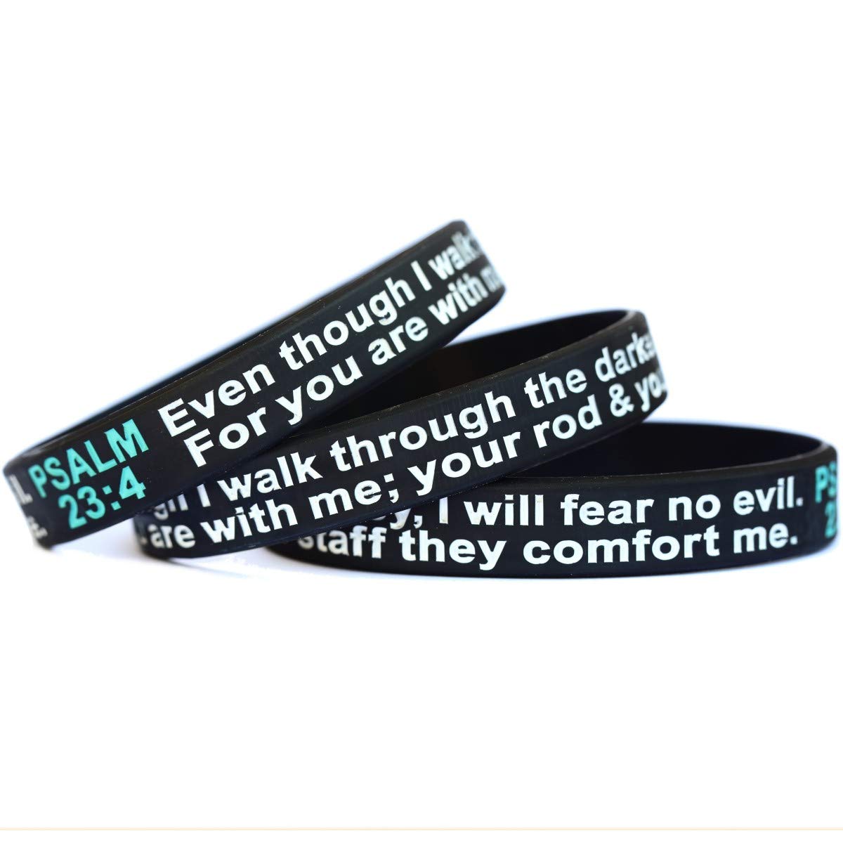 3 Pack Psalm 23:4 Bible Verse Wristbands - Christian Faith Bracelets for Men & Women - Perfect for Church, Daily Wear & Spiritual Encouragement