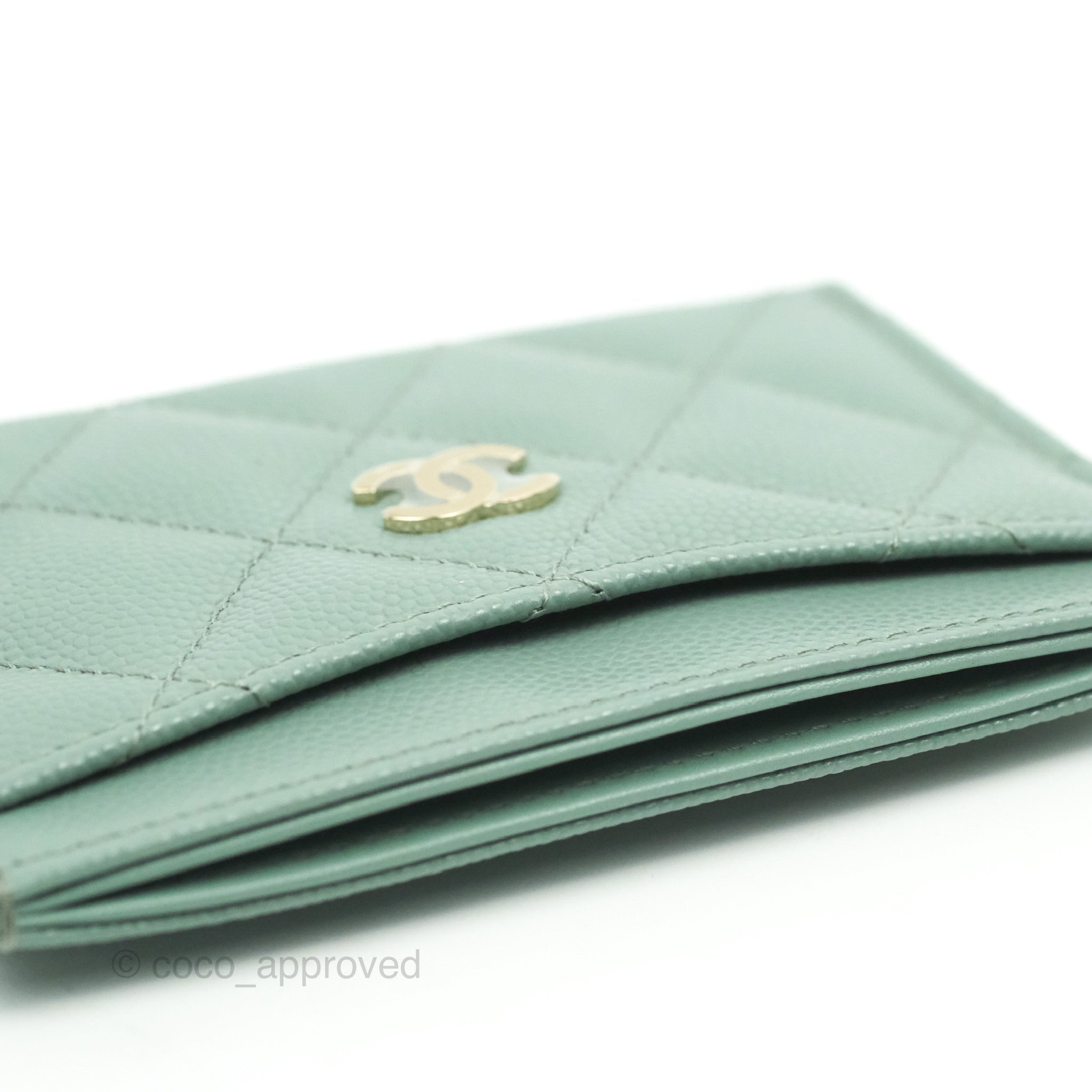 Chanel Classic Flat Card Holder in Tiffany Blue - Caviar Leather with Gold Hardware | Perfect for Everyday Use & Gift Giving
