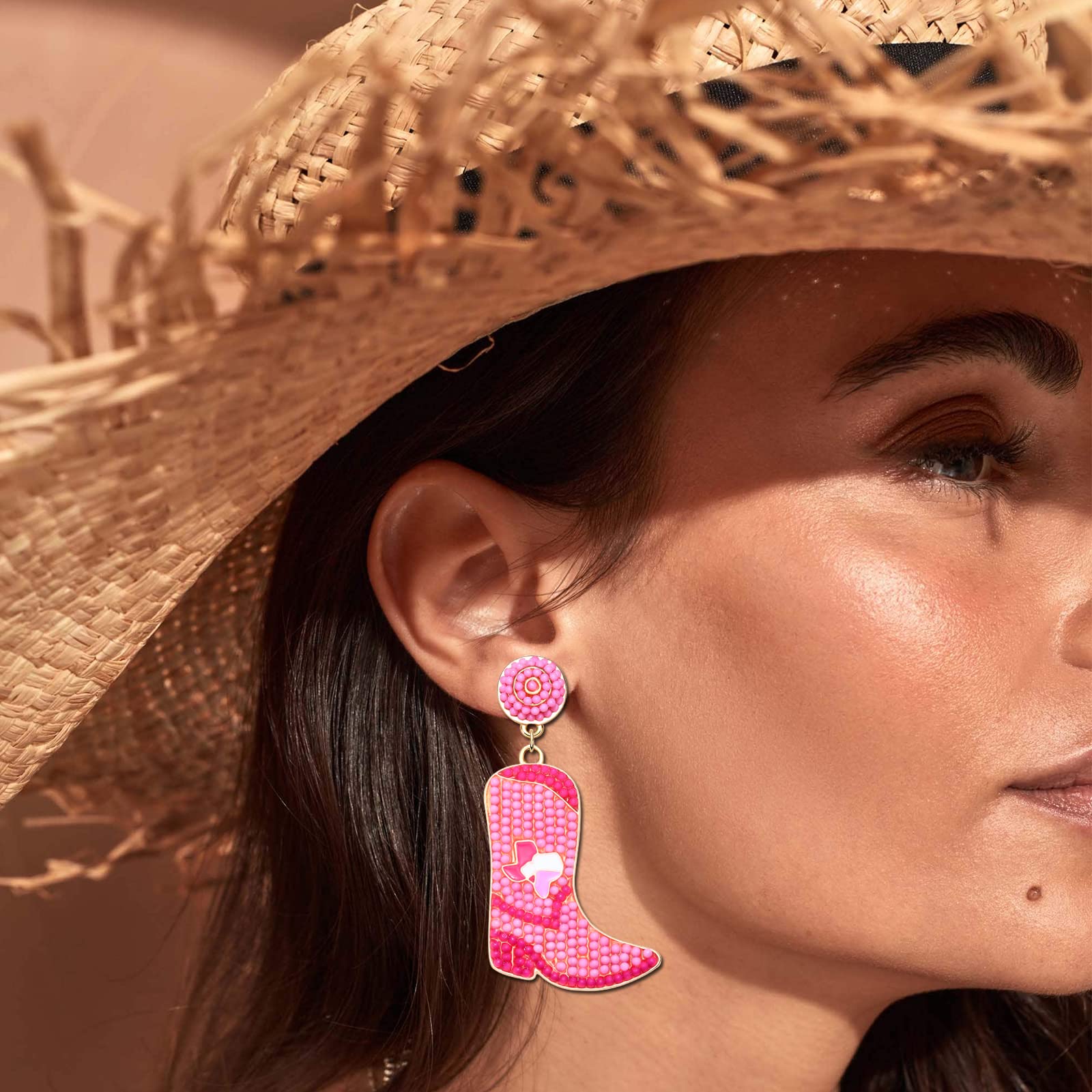 Beaded Cowboy Boot Earrings for Women - Western Cowgirl Dangle Drop Boho Jewelry, Y2K Fashion Accessories | Perfect for Parties, Gifts, and Country-Themed Outfits