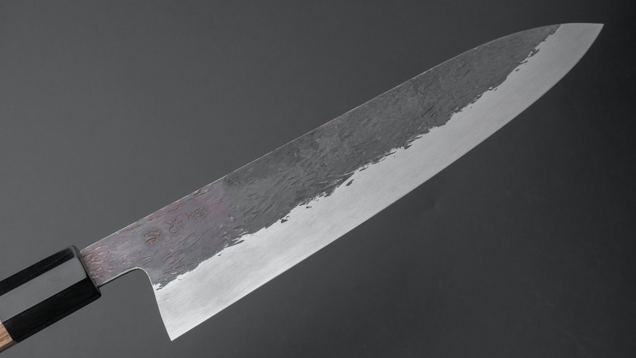 Premium Isamitsu Blue Super Stainless Clad Kurouchi Gyuto Chef Knife 240mm with Taihei Zebrawood Handle - Japanese Kitchen Knife for Professional Chefs & Home Cooking, Perfect for Slicing, Dicing & Meat Cutting
