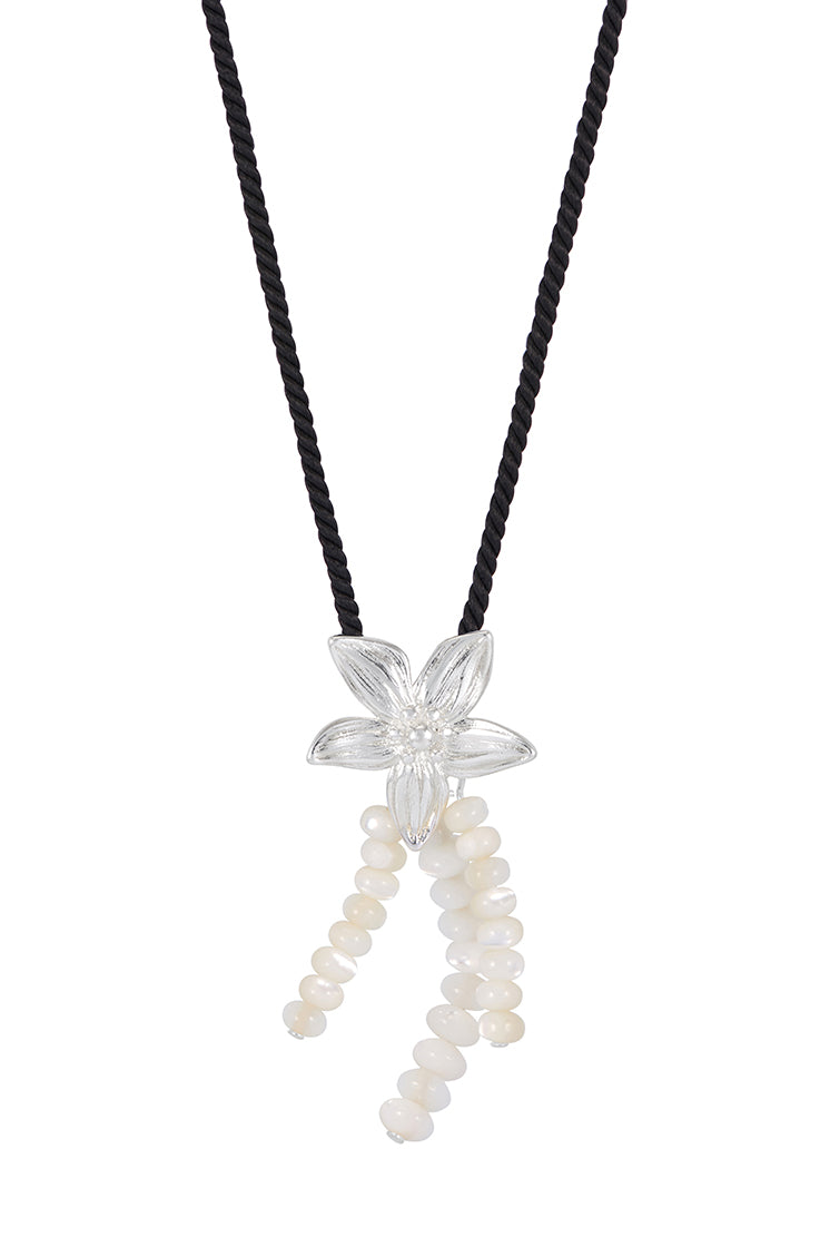 Elegant Pearl and Floral Beaded Cord Necklace for Women - Perfect for Weddings, Parties & Everyday Wear