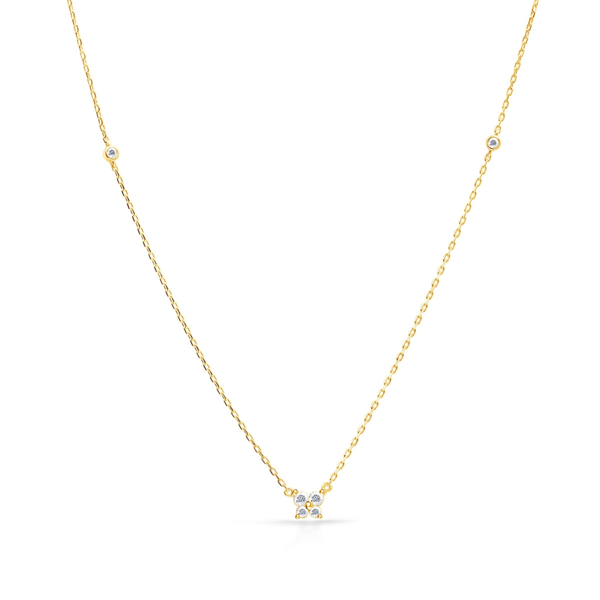 14K Yellow Gold Diamond Butterfly Pendant Necklace for Women - Elegant Layering Jewelry for Everyday Wear & Special Occasions