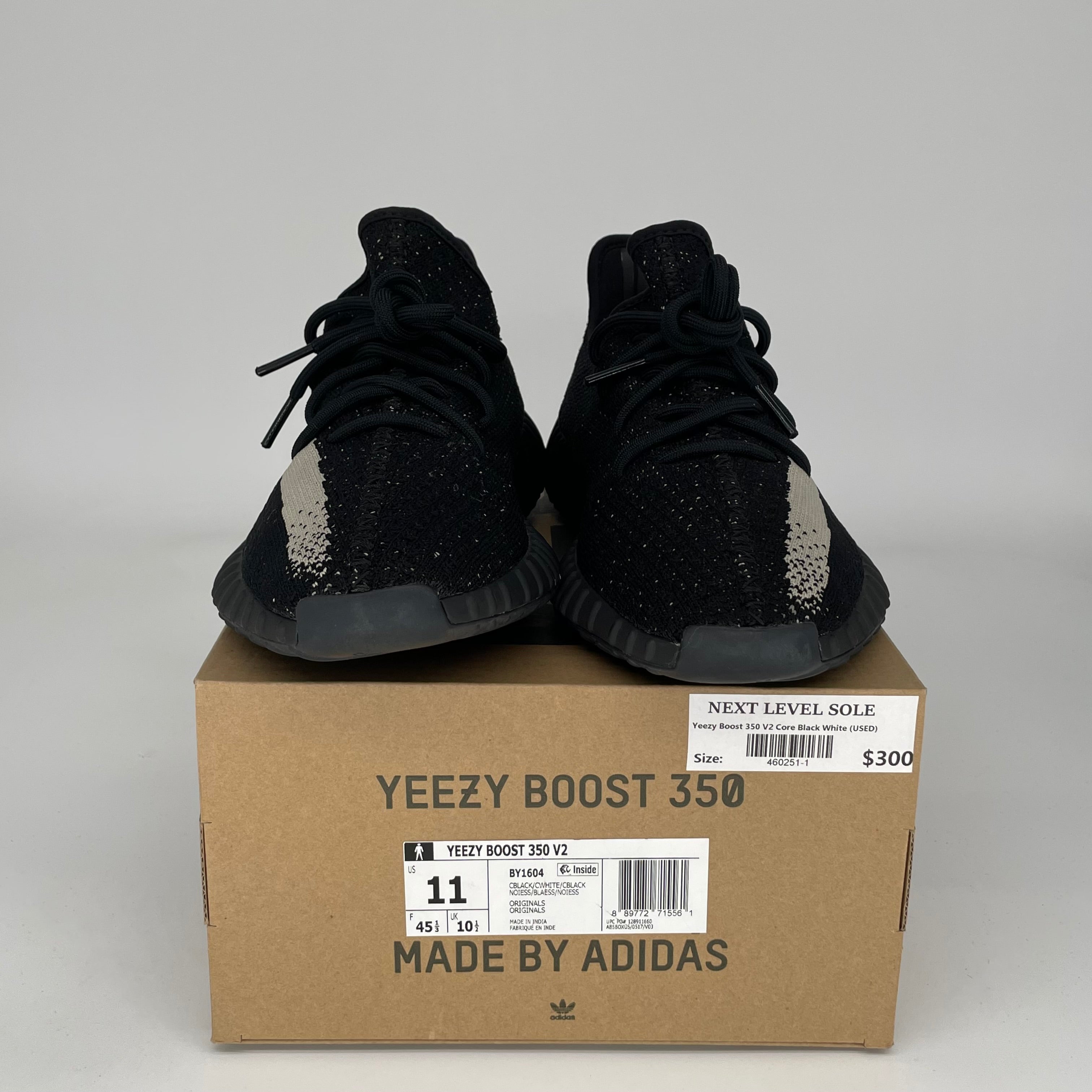 Adidas Yeezy Boost 350 V2 Core Black/White Men's Running Shoes Size 11 - BY1604 | Comfortable Sneakers for Casual Wear, Gym & Street Fashion