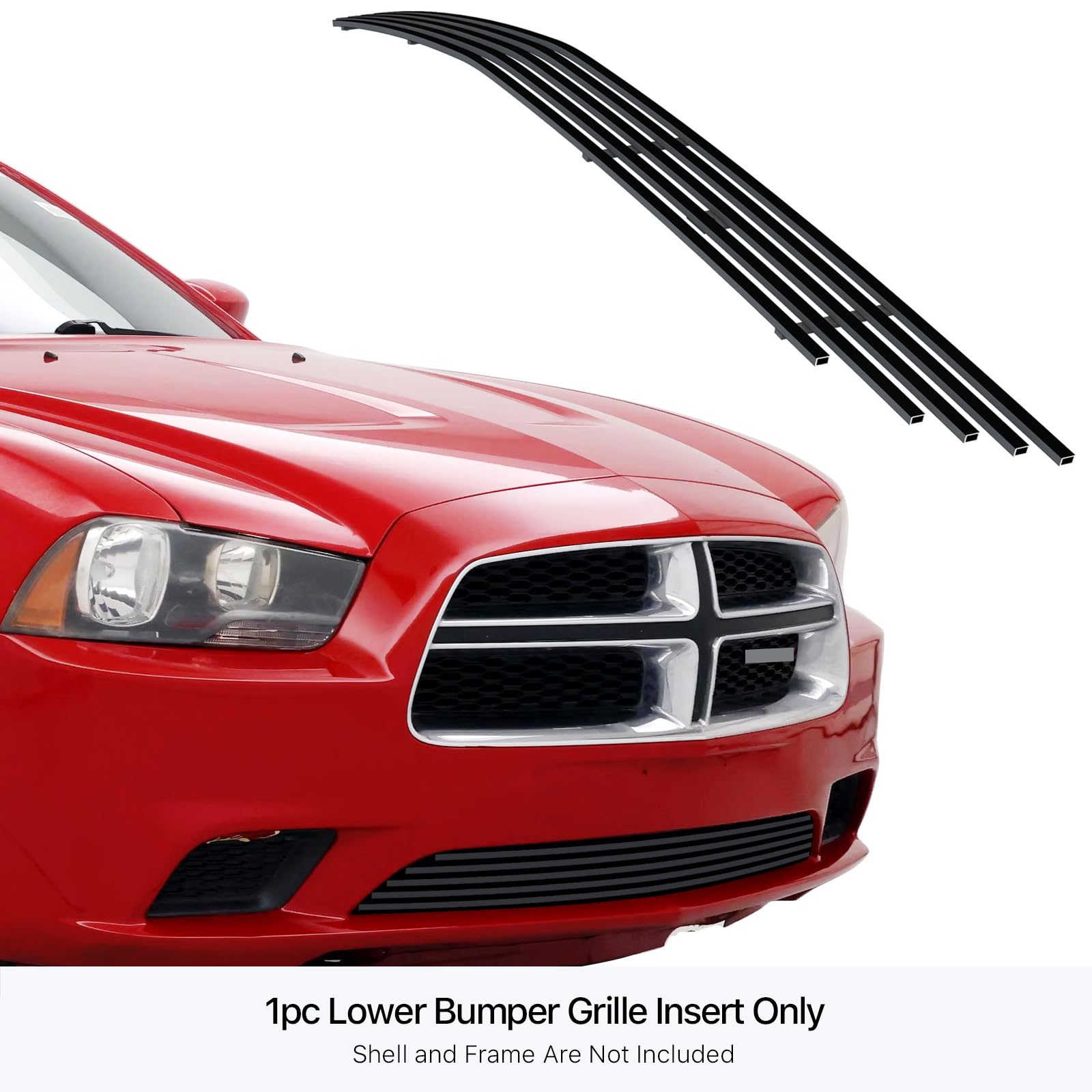 2011-2014 Dodge Charger Lower Bumper Black Billet Front Grill Insert | APS Compatible Replacement Grille S18-H57866D | Upgrade Your Car's Style & Protection