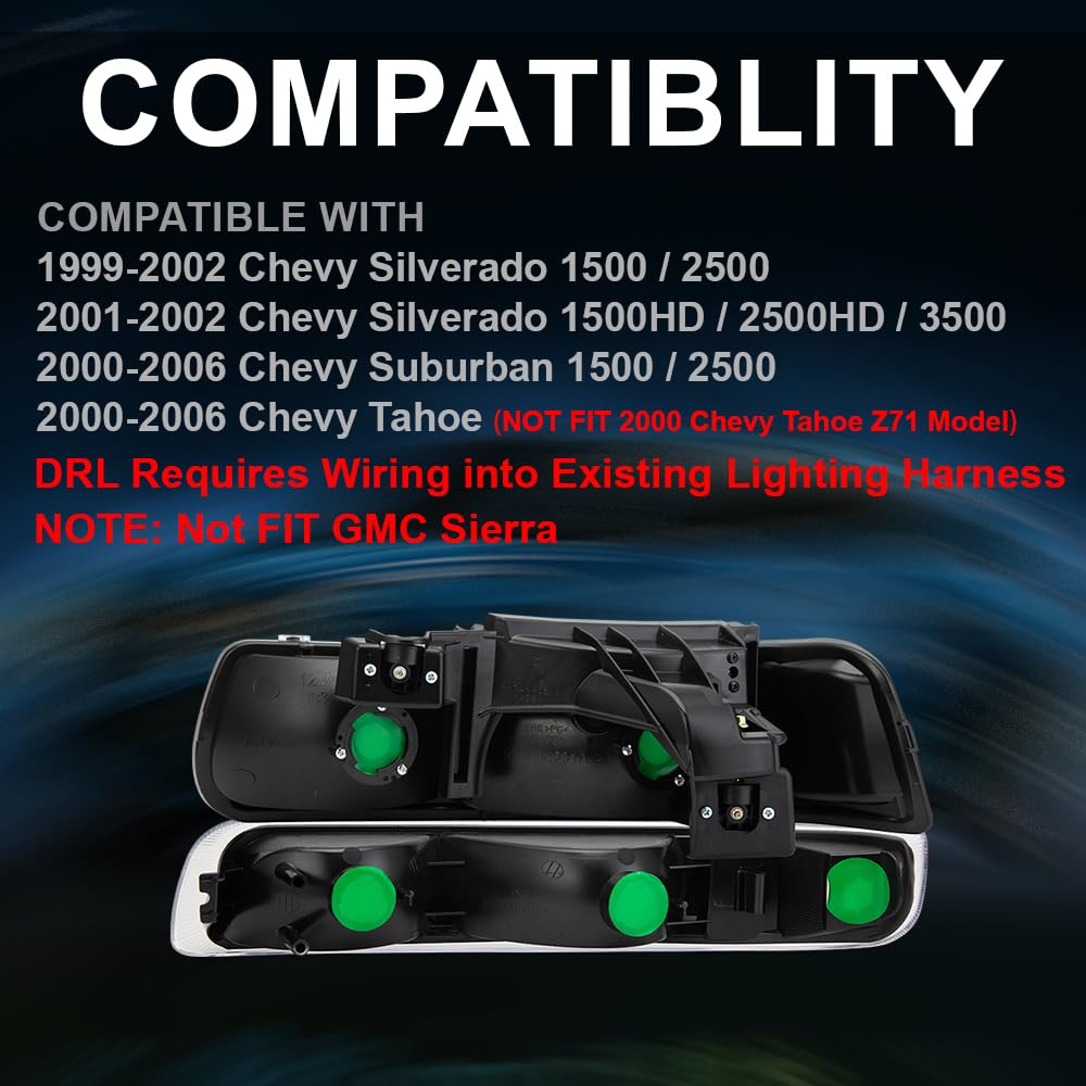 PIT66 LED Headlights for 99-02 Chevy Silverado 1500 2500 | 01-02 Silverado HD 3500 | 00-06 Tahoe Suburban - Clear Lens Black Housing with Clear Reflector - High Brightness Replacement Bulbs for Night Driving & Off-Road Adventures