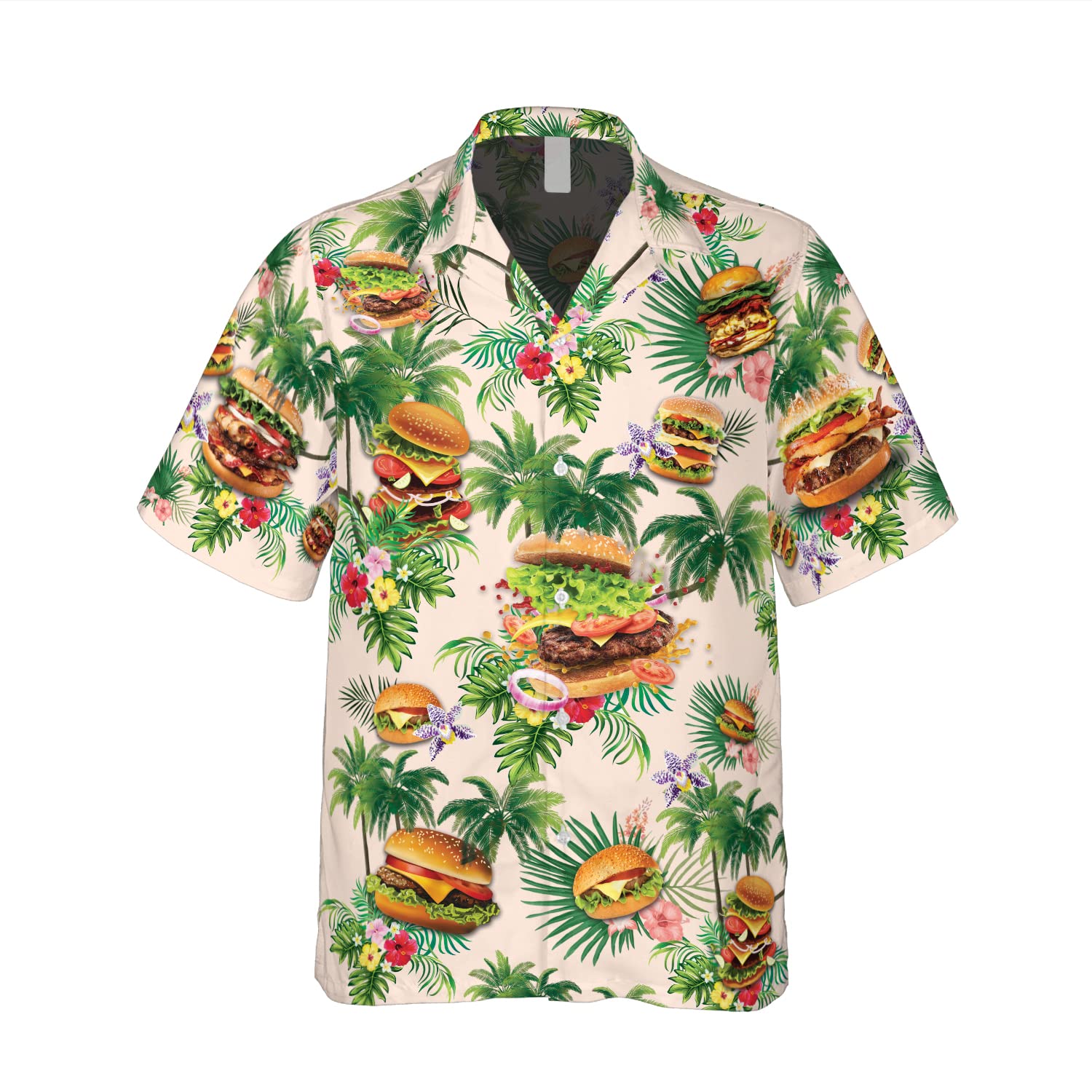 Fast Food Themed Hawaiian Shirts for Men - Short Sleeve Button Down Casual Shirts with Food Prints | Perfect for Beach Vacations, Summer Parties & Tropical Getaways