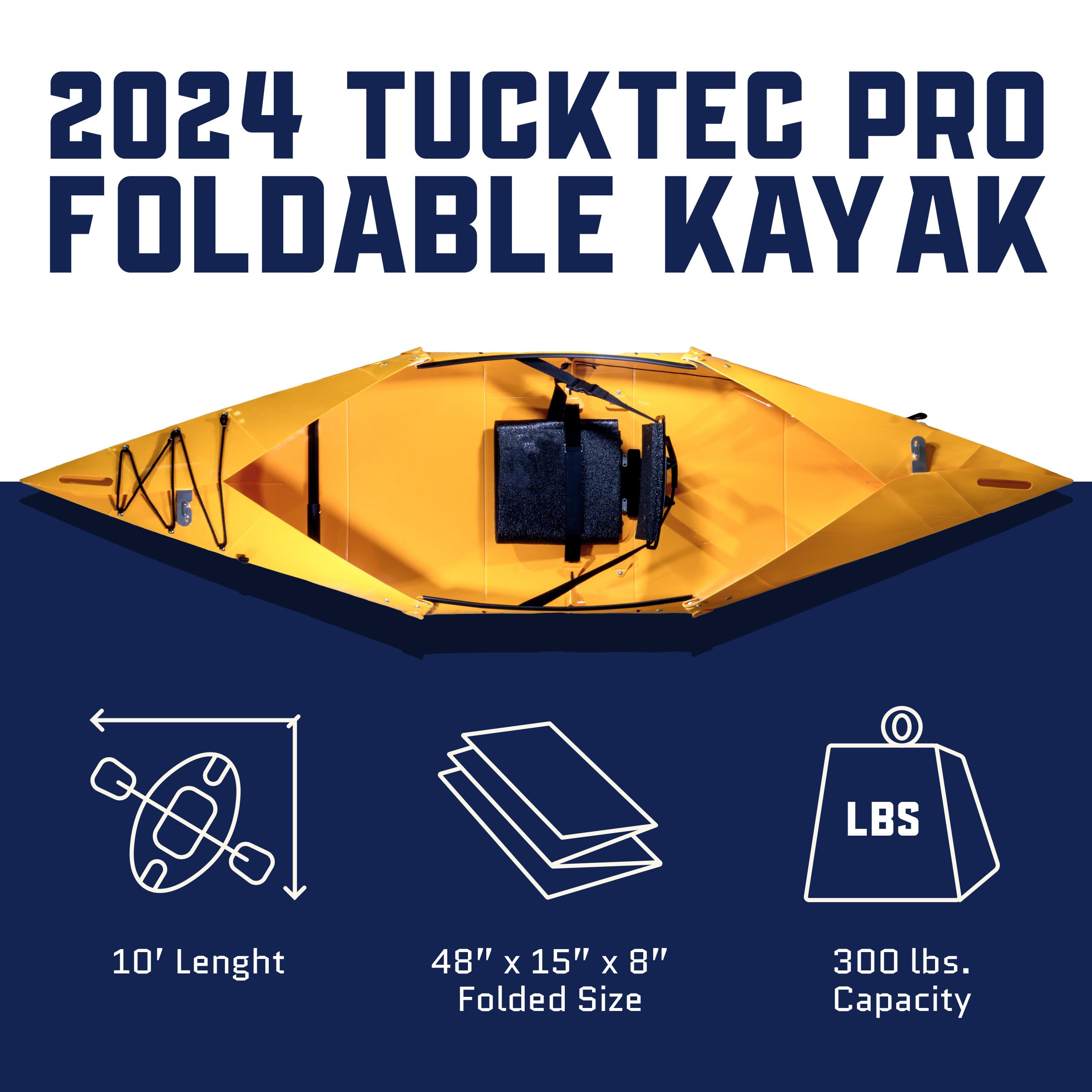 Tucktec 10' PRO Foldable Kayak - Full Size Portable Folding Kayak for Adults - Lightweight & Durable - Made in USA - Perfect for Lakes, Rivers & Outdoor Adventures