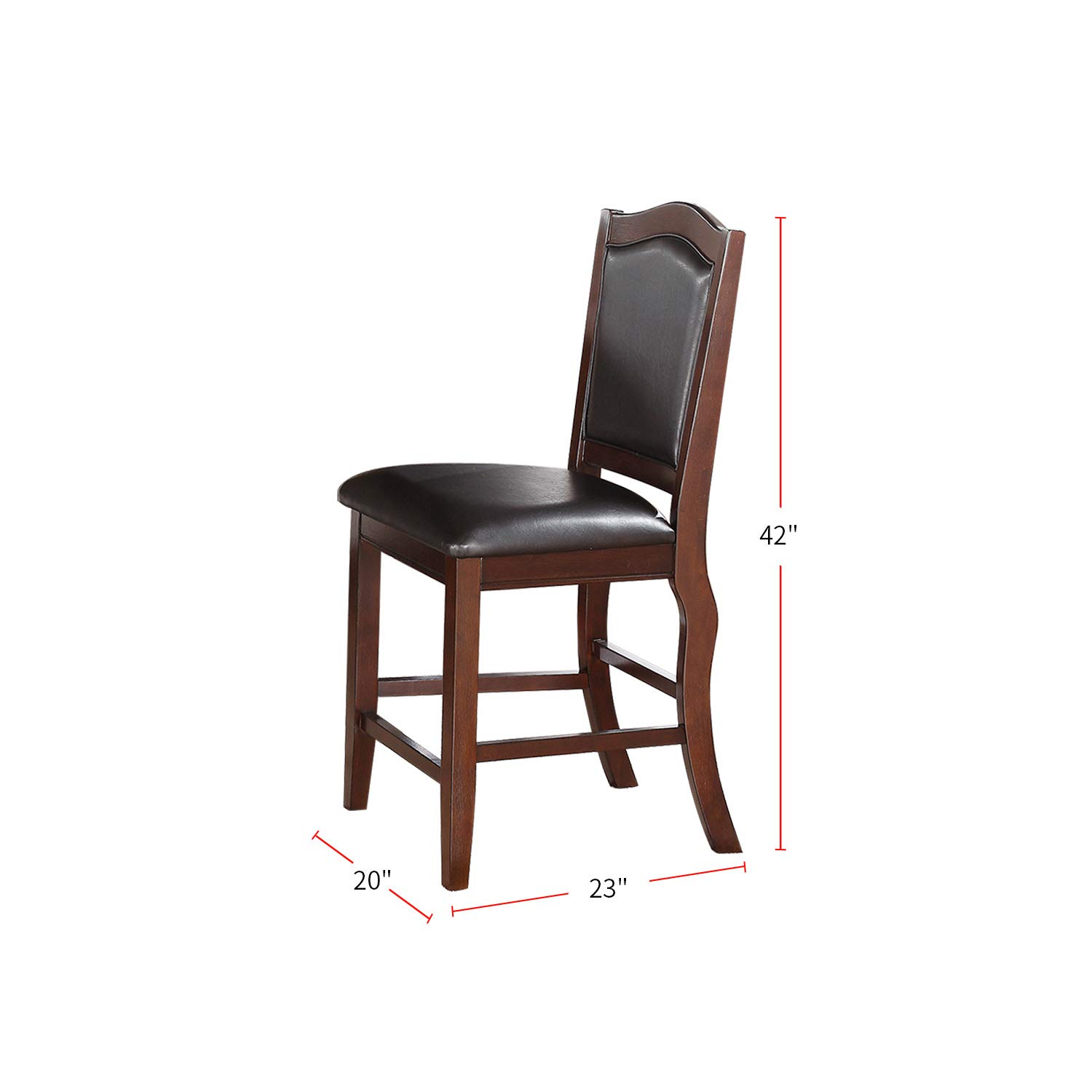 Premium Faux Leather Dining Chairs Set of 2 - Brown Upholstered Counter Height Bar Stools for Kitchen Island, Breakfast Nook & Restaurant Style Seating - Comfortable & Stylish Home Decor