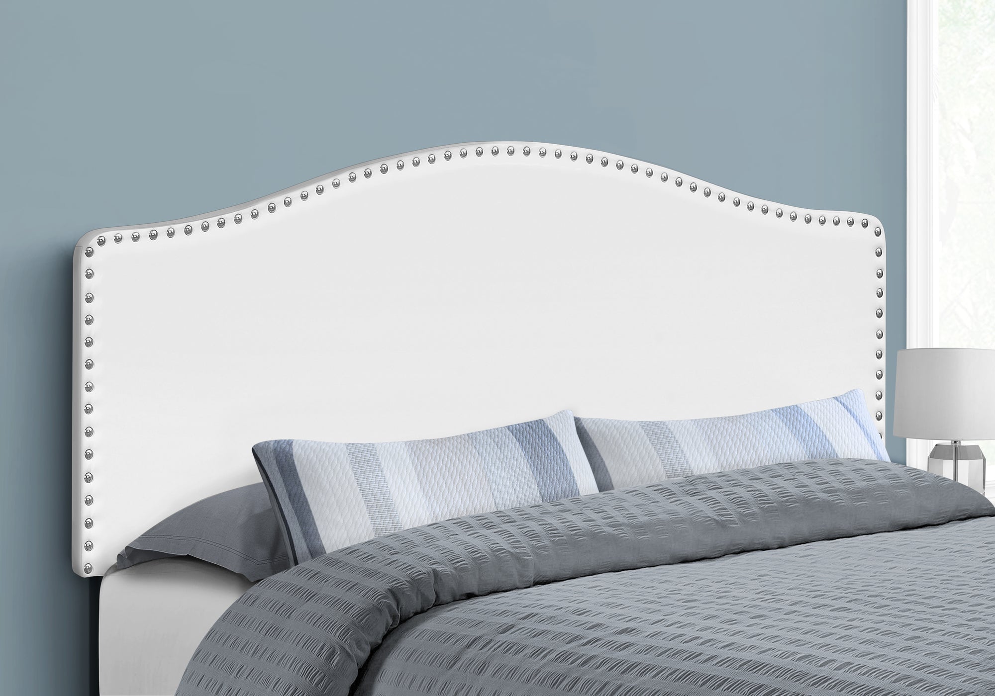 Queen Size White Faux Leather Headboard - Modern Upholstered Bed Frame Headboard for Bedroom Decor | Perfect for Master Bedroom, Guest Room & Apartment