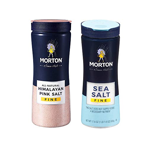 Natural Himalayan Pink Salt & Sea Salt Crystals - All-Natural Morton Fine Salt for Cooking, Baking & Seasoning | Grocery Pantry Essential (17.6 oz) - Perfect for Home Kitchens, Meal Prep & Gourmet Cooking