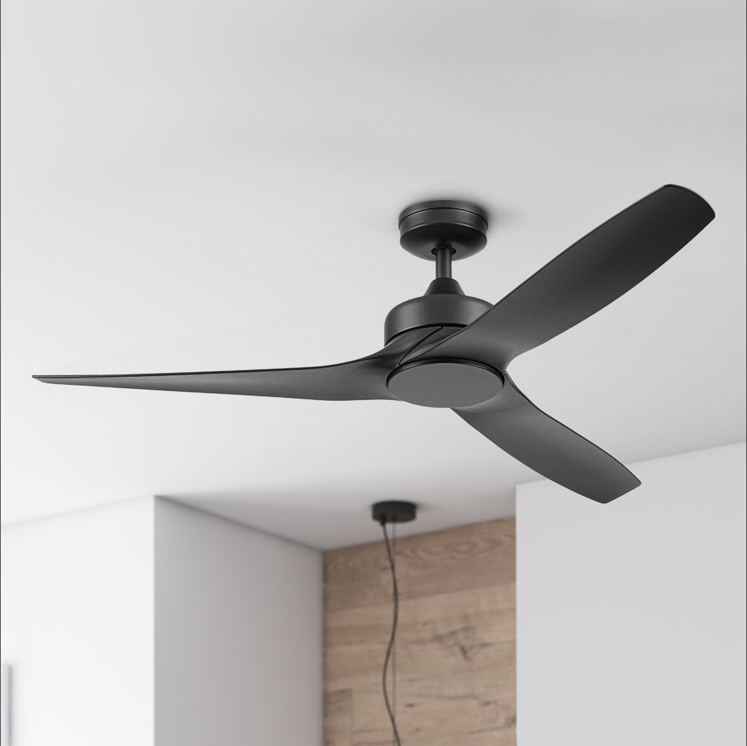 52 Inch Honeywell Lynton Matte Black Ceiling Fan - No Light, Remote Control Included - Perfect for Living Room, Bedroom, and Outdoor Patio