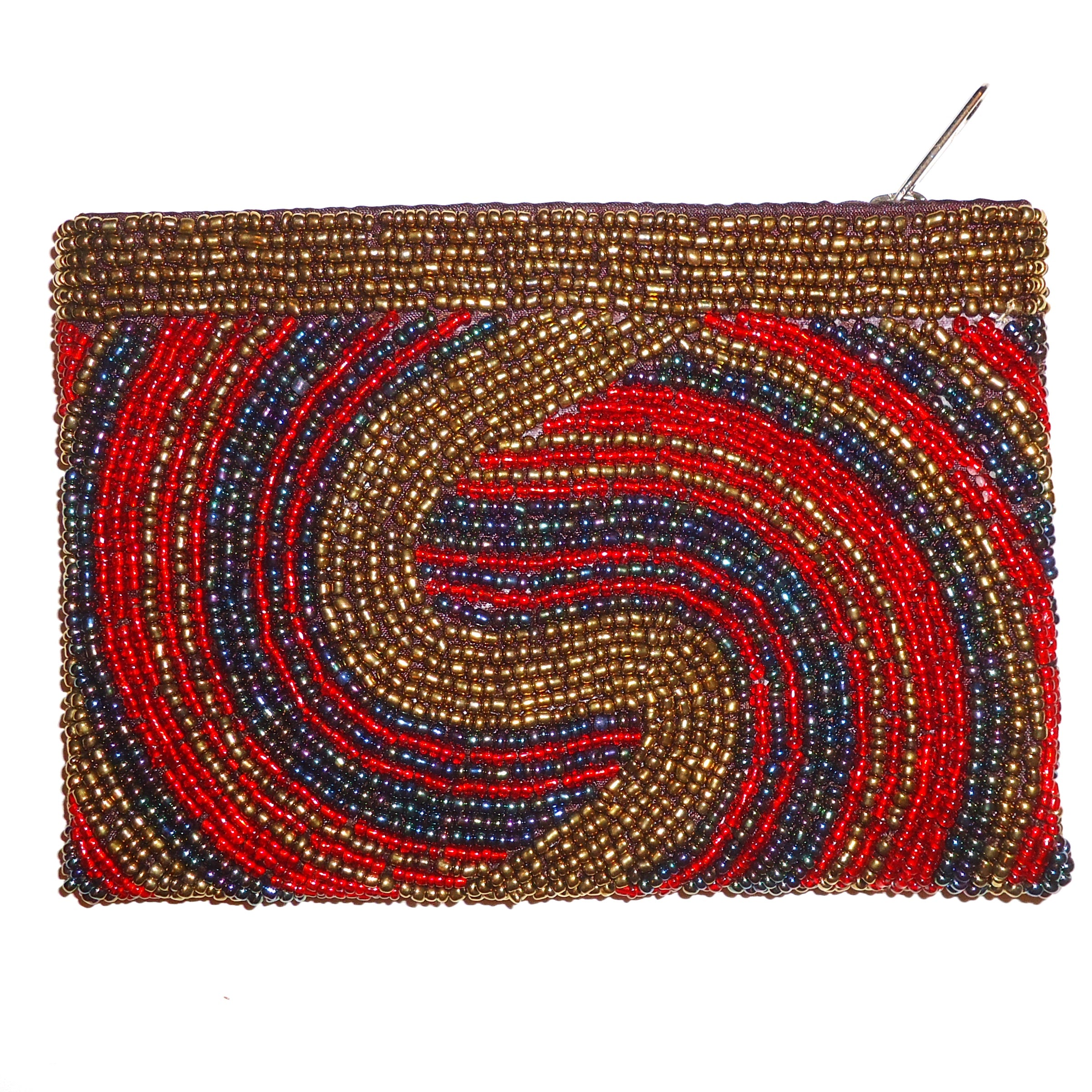 Elegant Beaded Coin Purse with Gold Swirl Design - Perfect for Parties, Weddings & Special Occasions